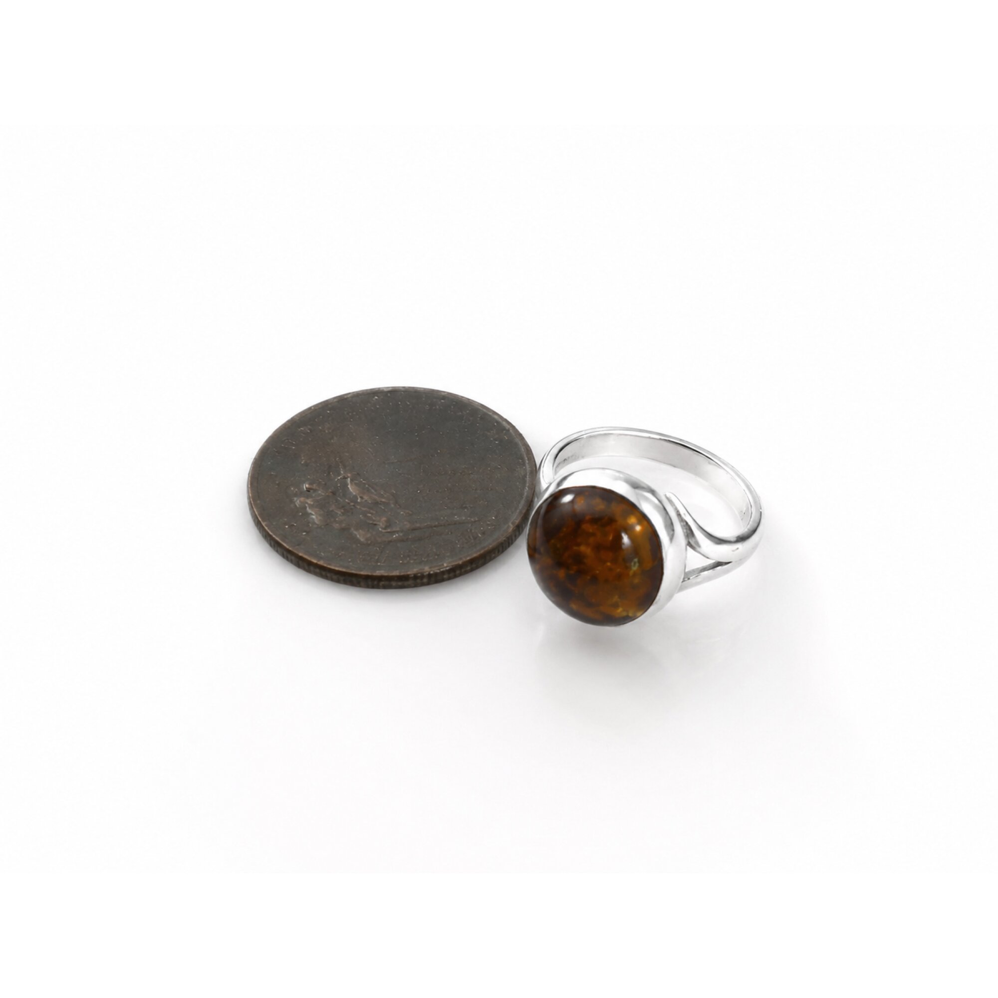 Classic Clear Orange Green Dominican Amber 925 Sterling Silver Ring #6.25 – photo 4