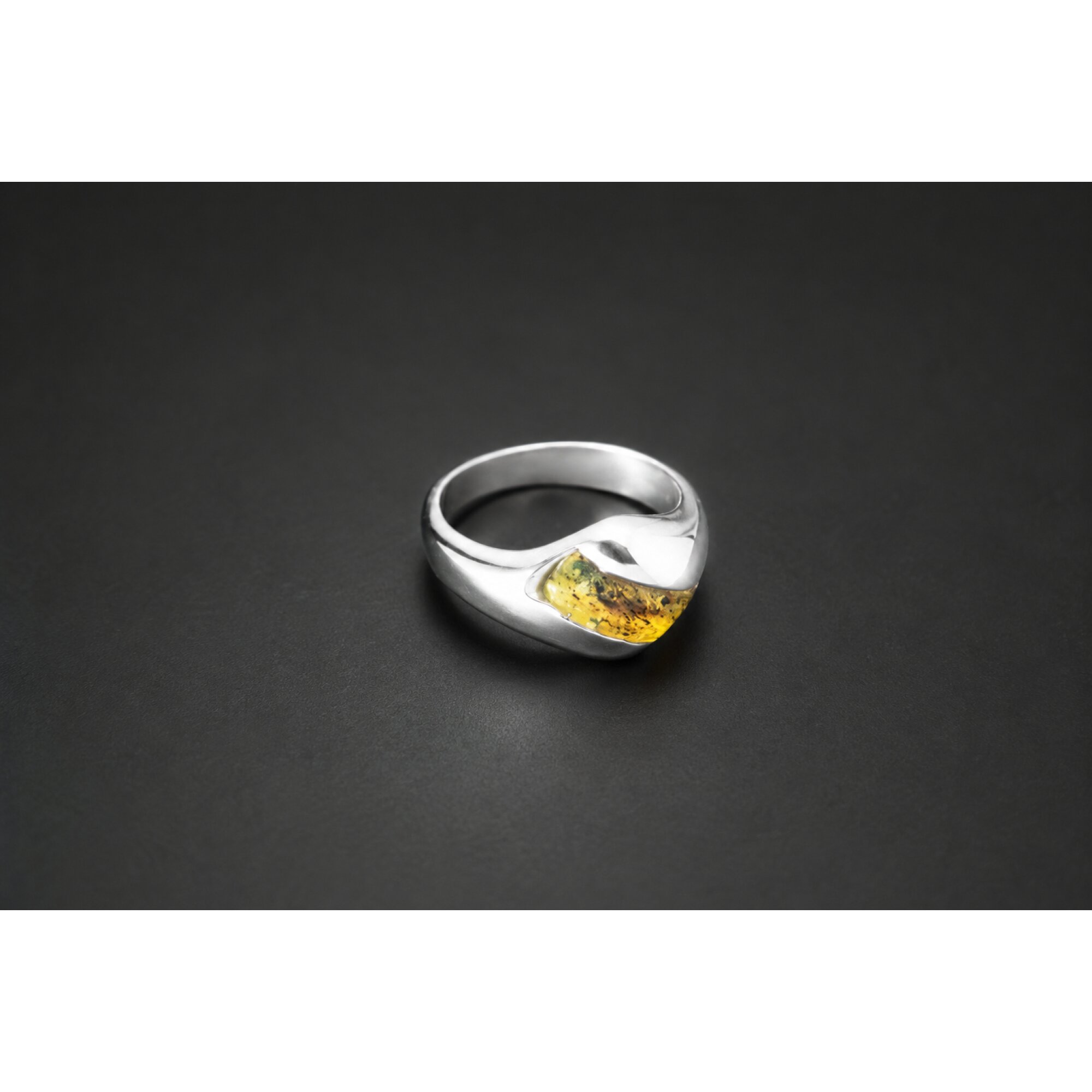 Timeless Clear Yellow Dominican Amber 925 Sterling Silver Ring #7 – photo 3