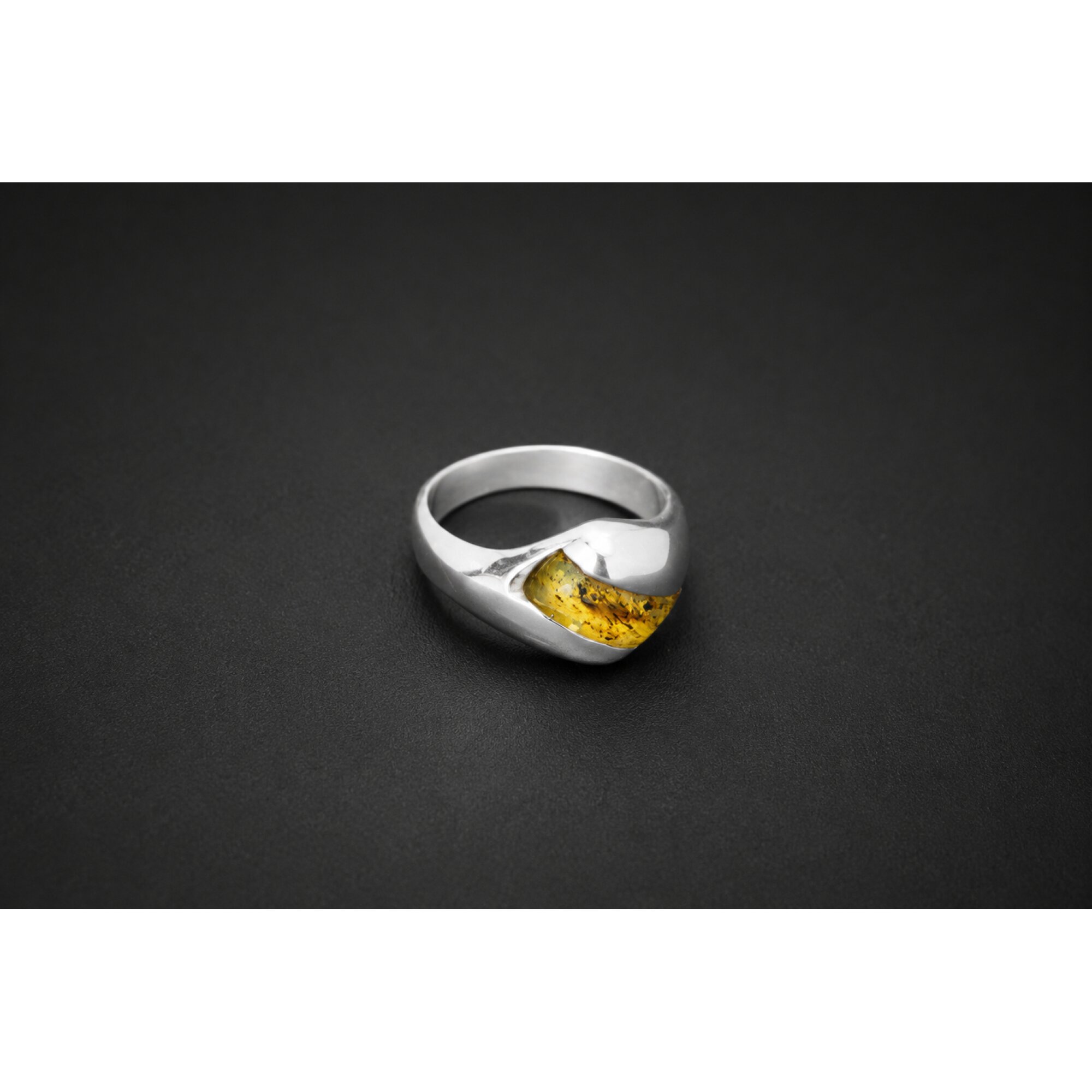 Timeless Clear Yellow Dominican Amber 925 Sterling Silver Ring #7 – photo 5