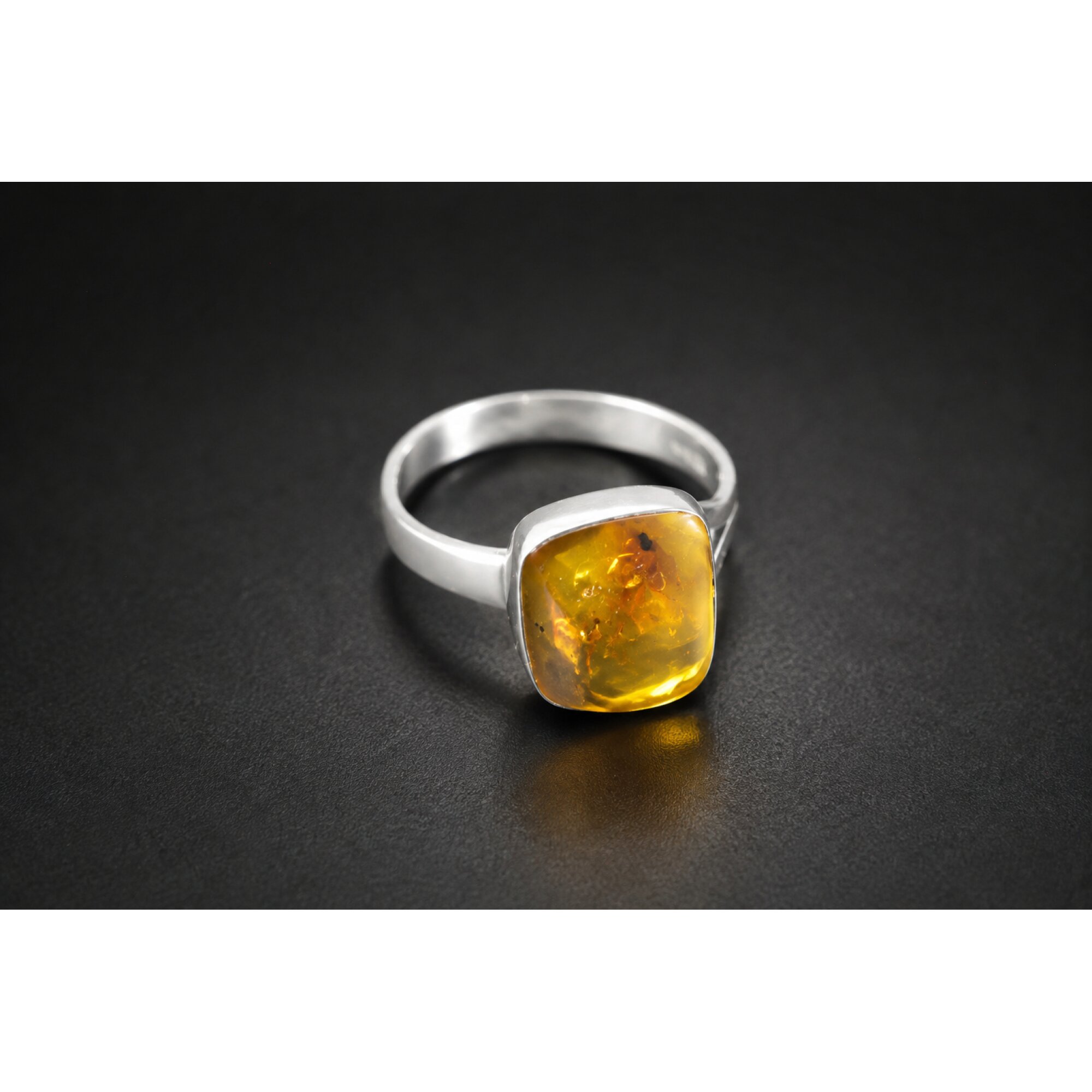 Handmade Clear Yellow Dominican Amber 925 Sterling Silver Ring #6 – photo 5