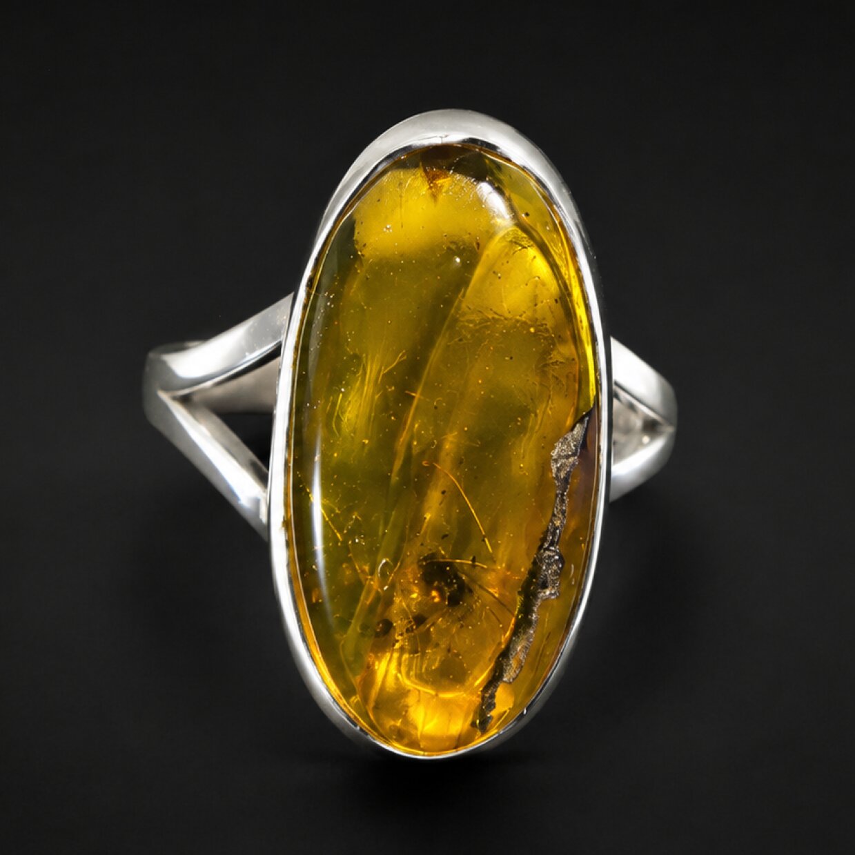 Natural Fossil Arthropod 925 Sterling Silver Dominican Amber Ring #4.75 – photo 5
