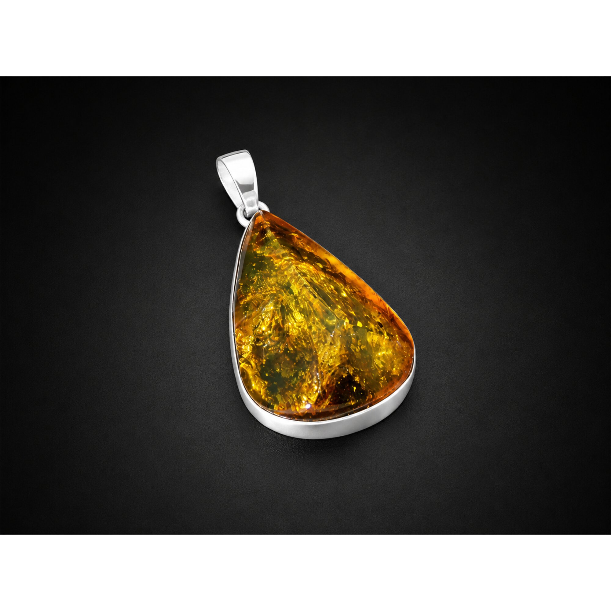 Untreated Translucent Green Brown 925 Sterling Silver Dominican Amber Pendant 40 – photo 2
