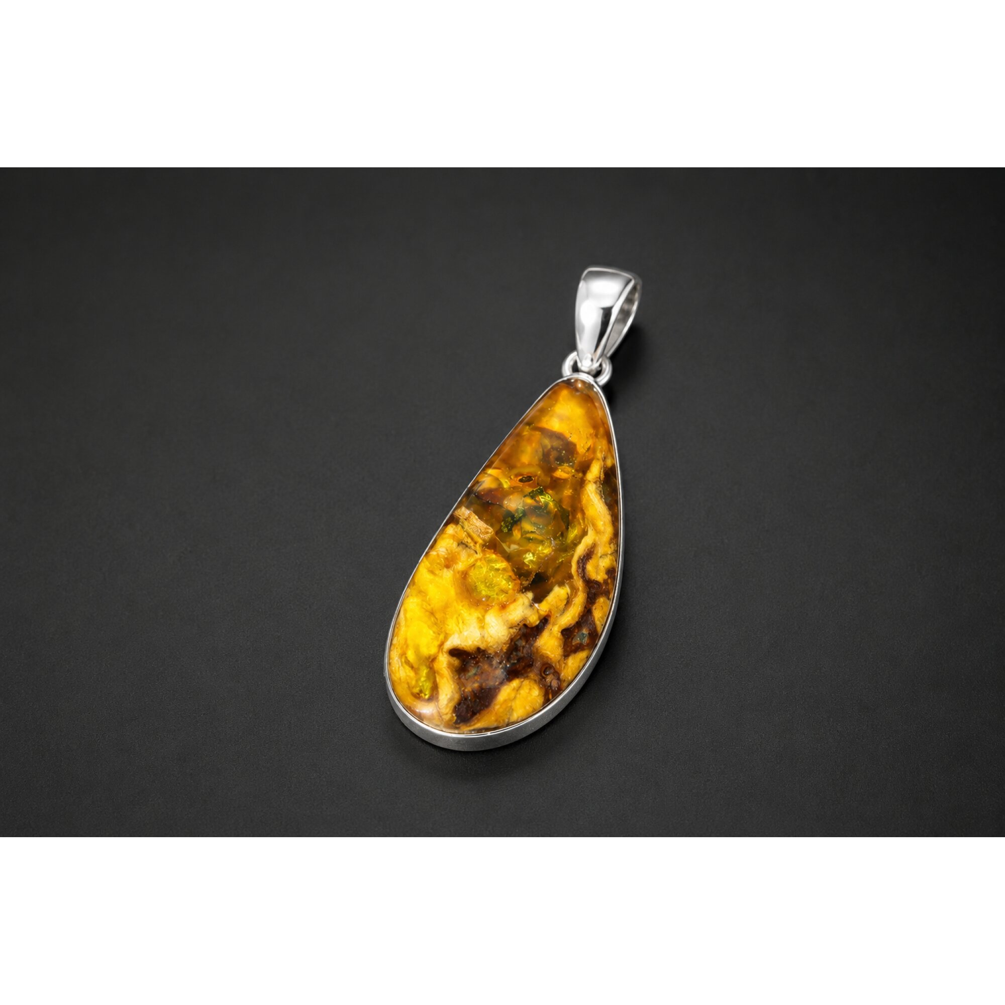 Organic Beauty Translucent Butterscotch 925 Sterling Silver Dominican Amber Pendant – photo 3