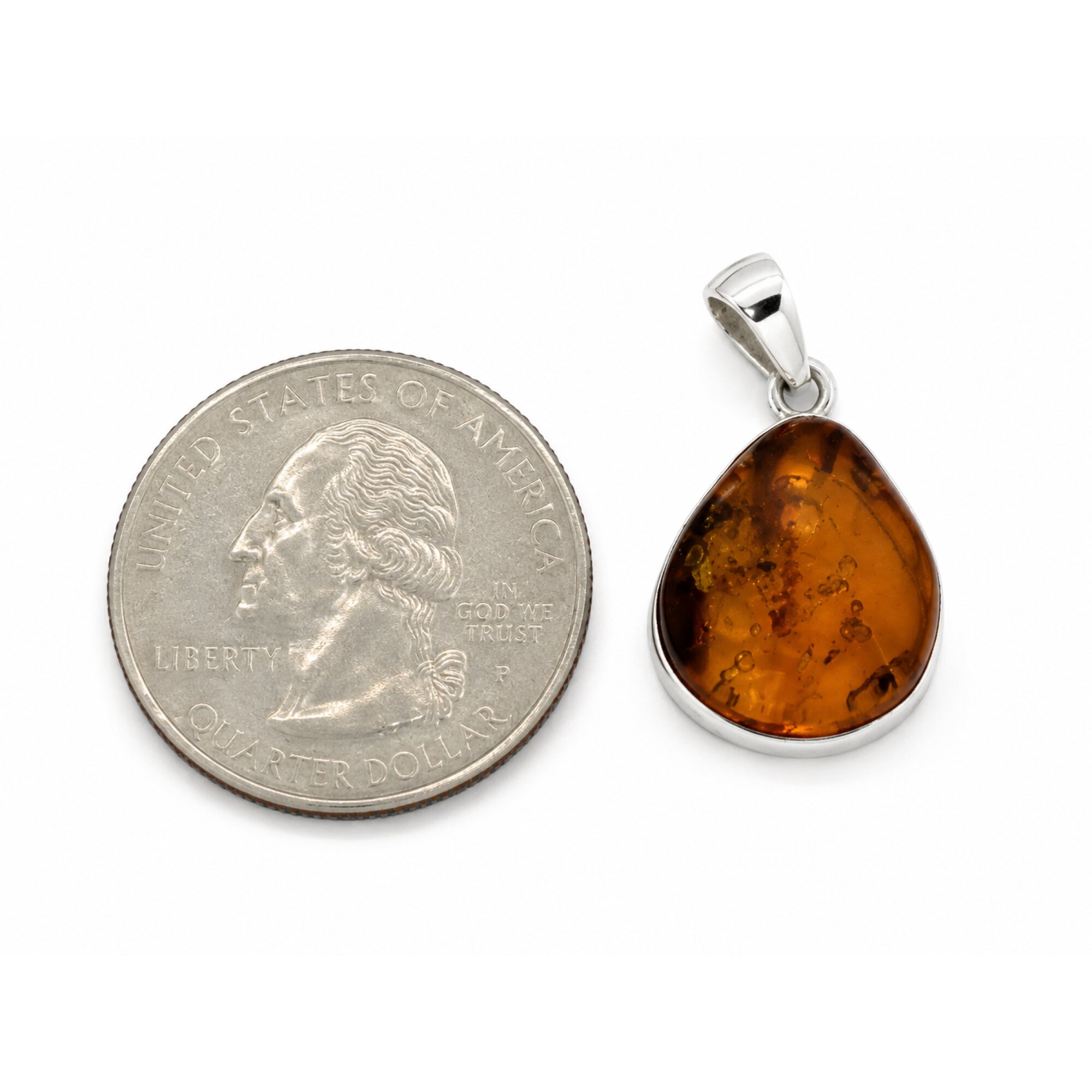 Artisan Crafted Translucent Yellow Brown 925 Sterling Silver Dominican Amber Pendant – photo 3