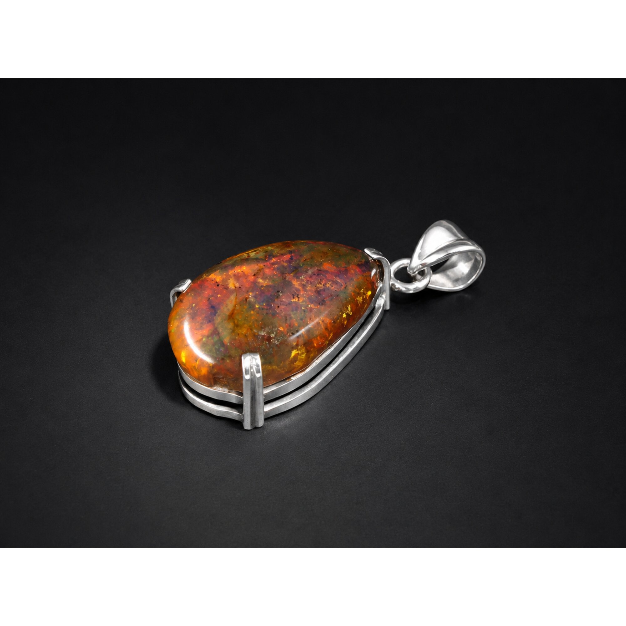 Clear autumn blue Natural Dominican Amber teardrop 925 Sterling Pendant 36 mm – photo 5