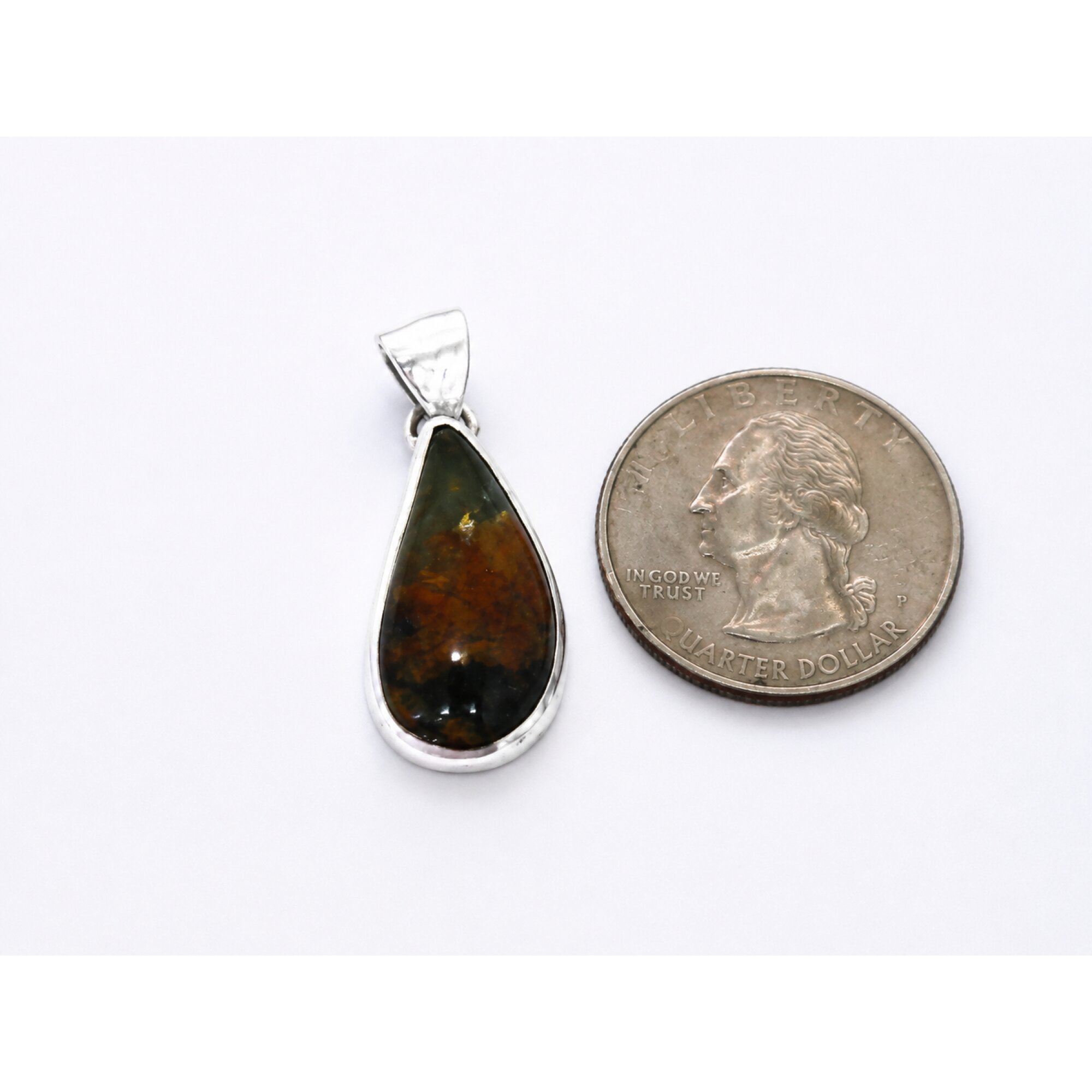 Translucent yellow blue Natural Dominican Amber drop 925 Sterling Pendant 33 mm – photo 4
