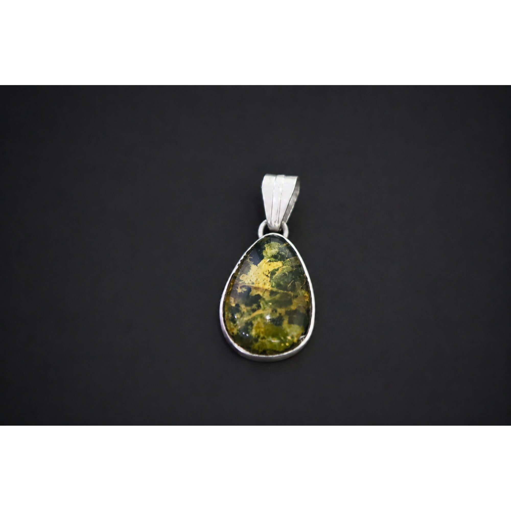 Clear yellow blue Natural Dominican Amber teardrop 925 Sterling Pendant 30 mm – photo 5