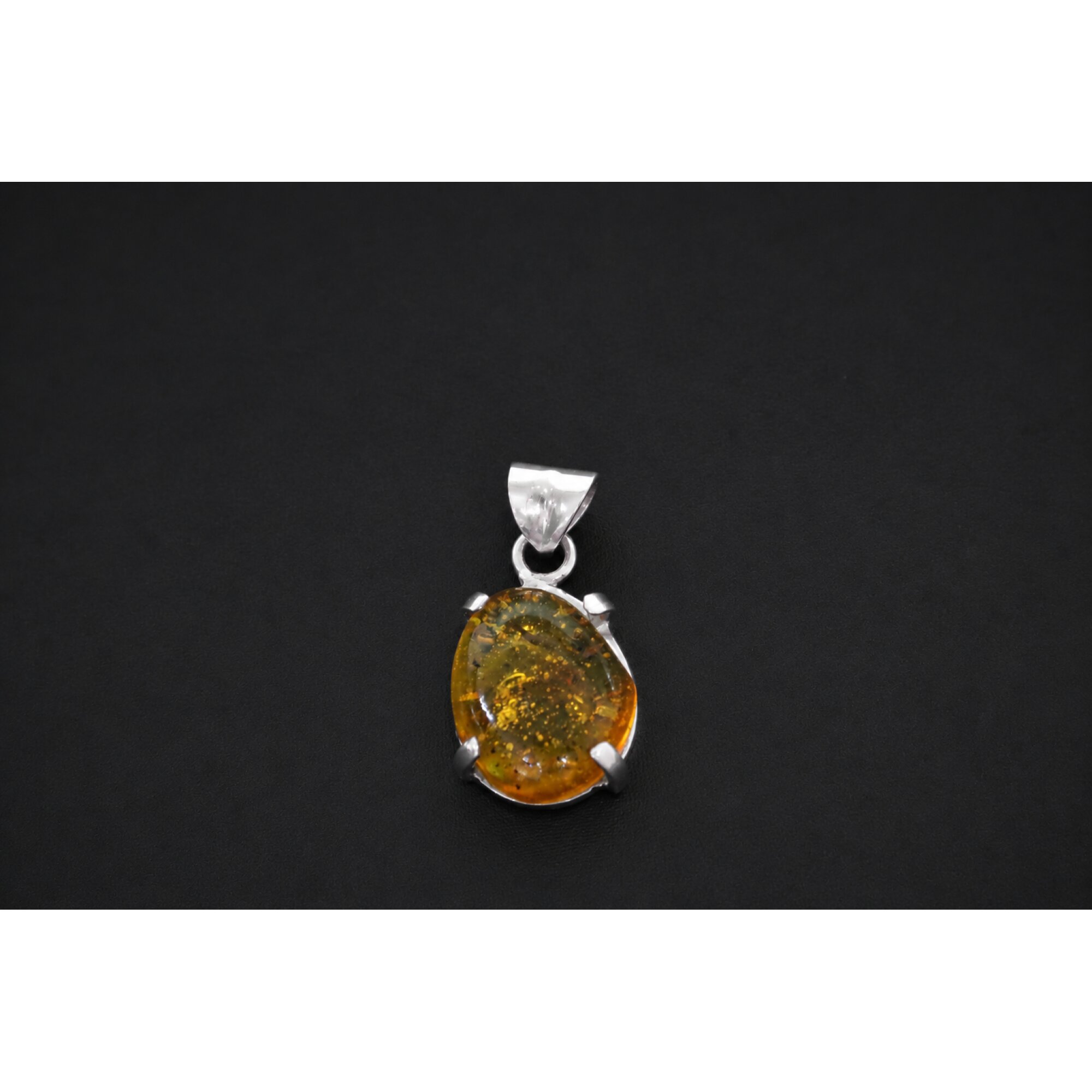 Clear light blue Natural Dominican Amber oval 925 Sterling Silver Pendant 28 mm – photo 5