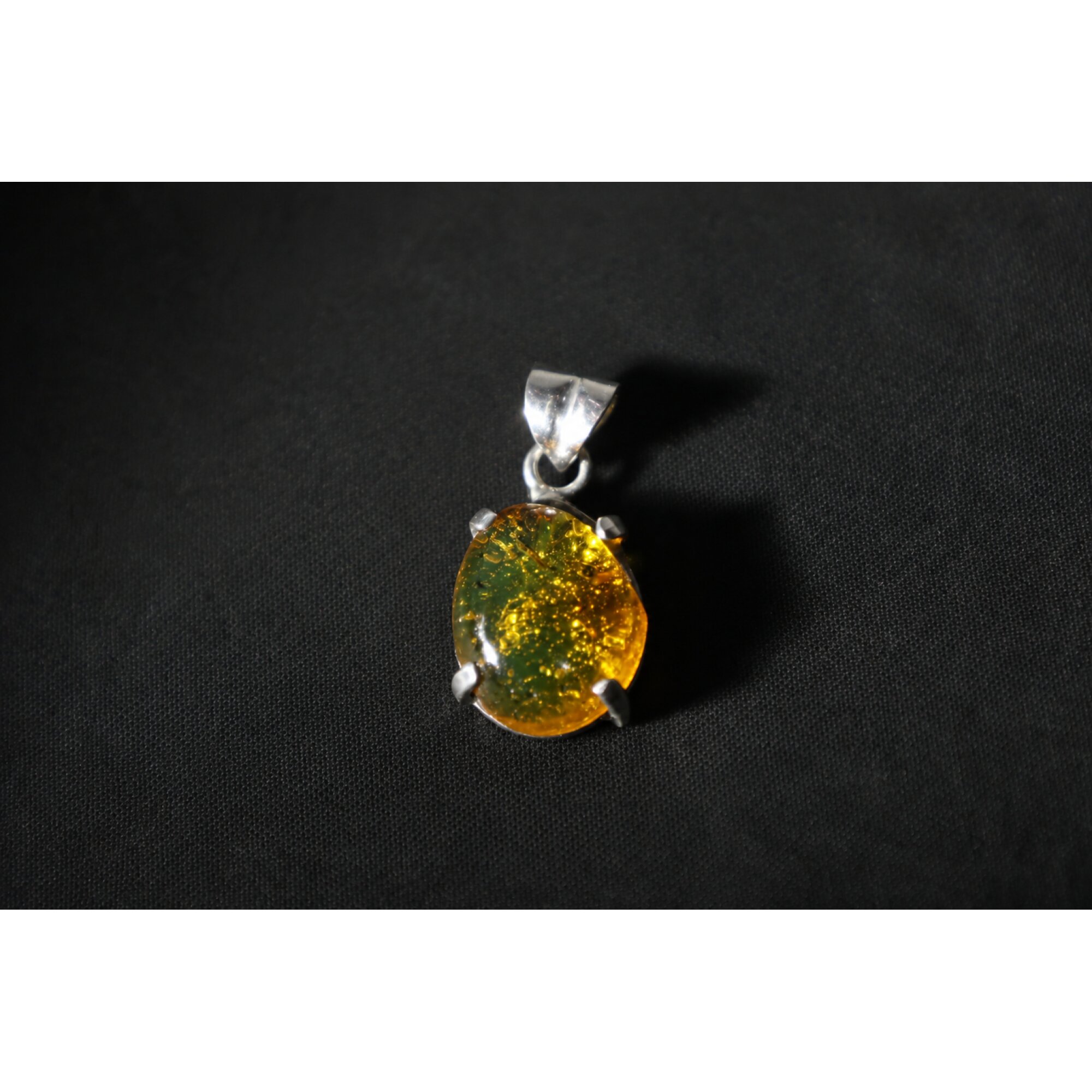 Clear light blue Natural Dominican Amber oval 925 Sterling Silver Pendant 28 mm – photo 7