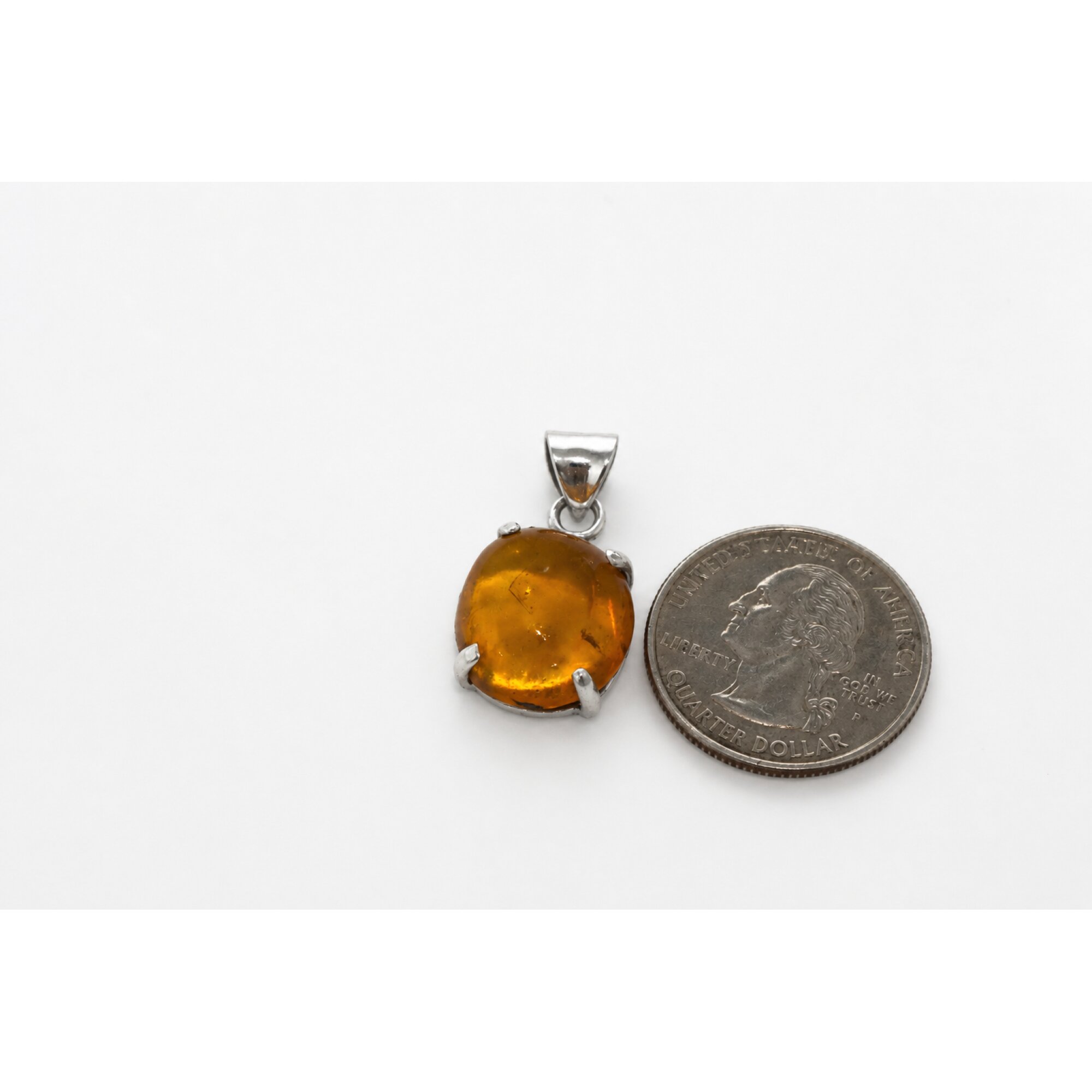 Clear yellow Natural Dominican Amber oval 925 Sterling Inclusion Specimen 16 mm – photo 6