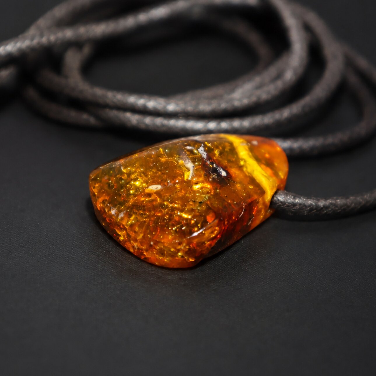 Clear orange brown Natural Dominican Amber faceted 925 Sterling Necklace 600 mm – photo 5