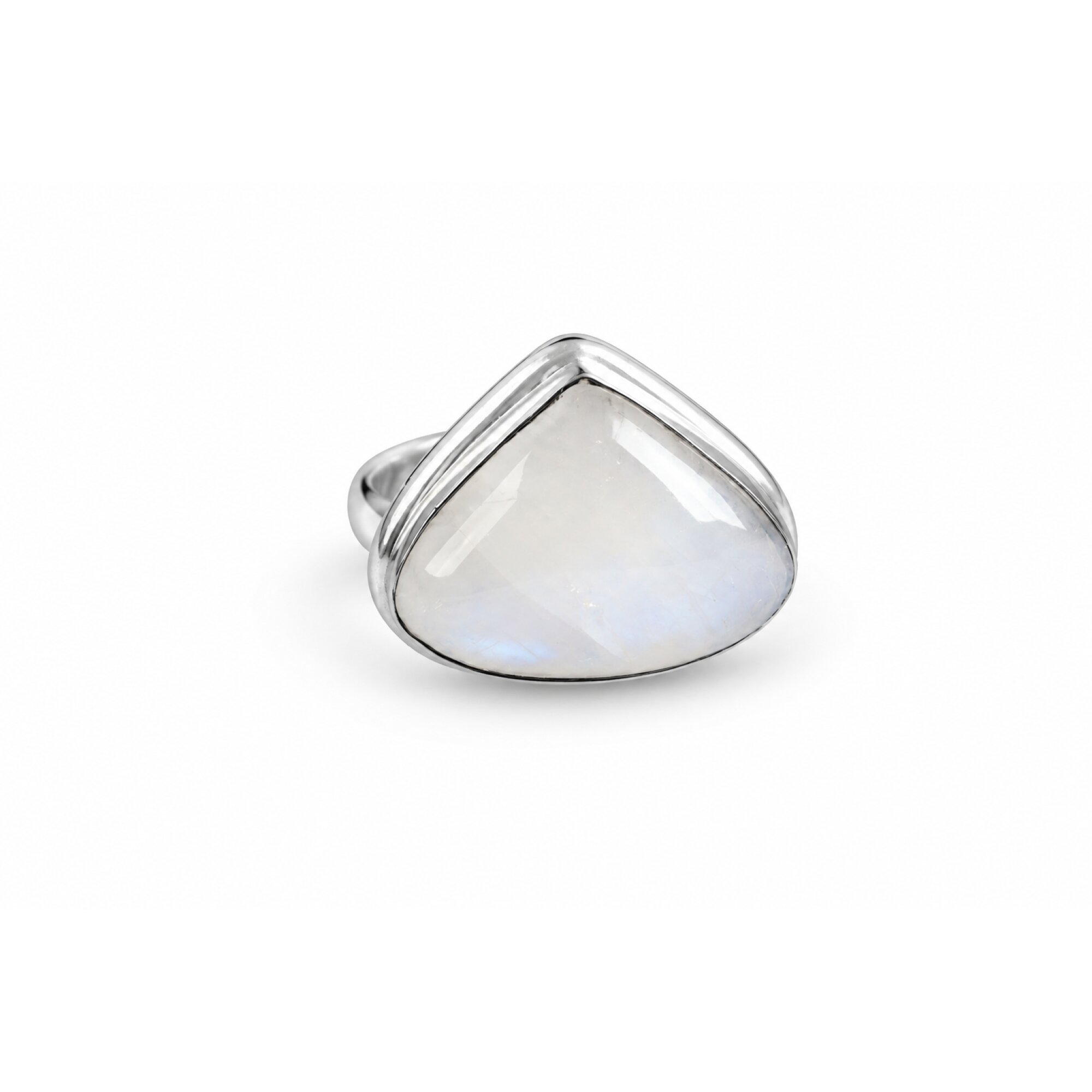 Crystal Clear purple white moonstone heart 925 Sterling Silver Ring Size 8.25 – photo 4