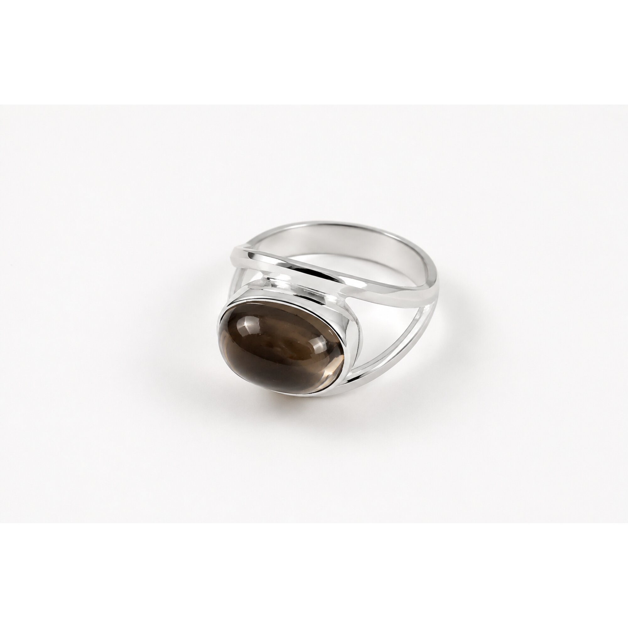 Clear brown Natural smokey quartz oval 925 Sterling Silver Ring Size 7.50 – photo 3