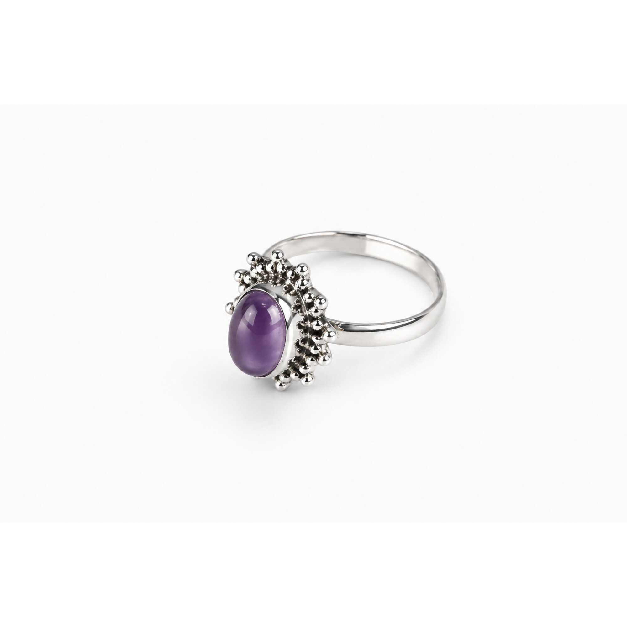 Clear deep purple Amethyst oval 925 Sterling Silver Ring Size 6.50 – photo 5