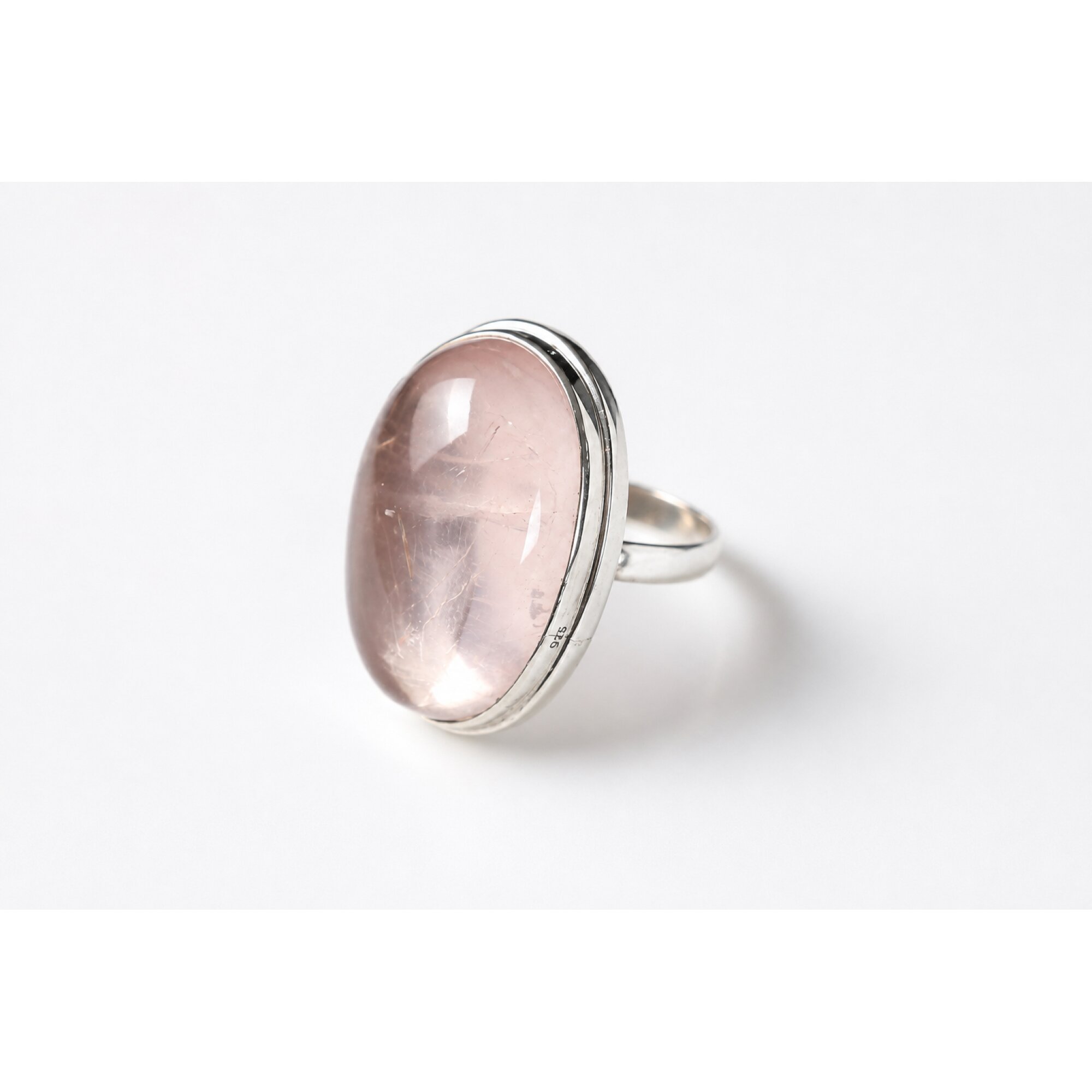 Clear Pink Natural Rose Quartz. oval 925 Sterling Silver Ring Size 7.00 – photo 3