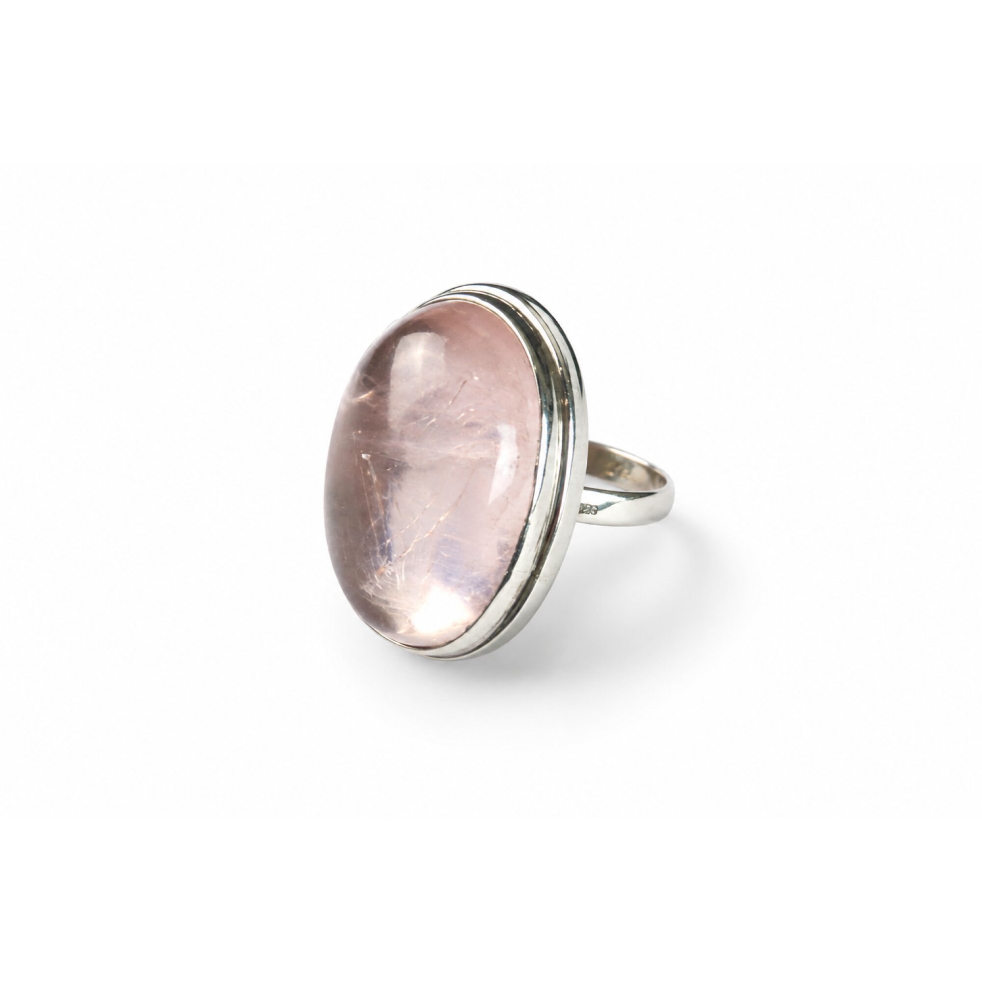 Clear Pink Natural Rose Quartz. oval 925 Sterling Silver Ring Size 7.00 – photo 7