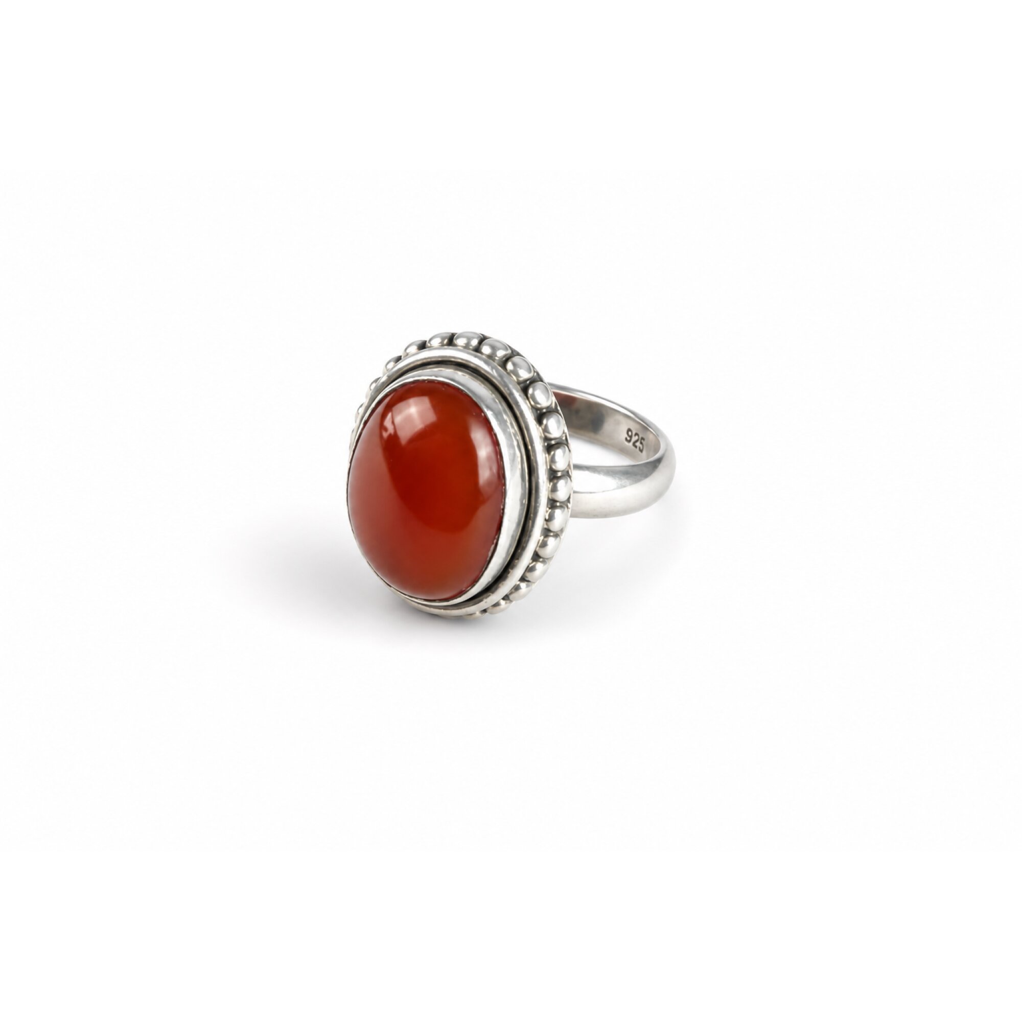 Clear orange red Carnelian oval 925 Sterling Silver Ring Size 6.50 – photo 3