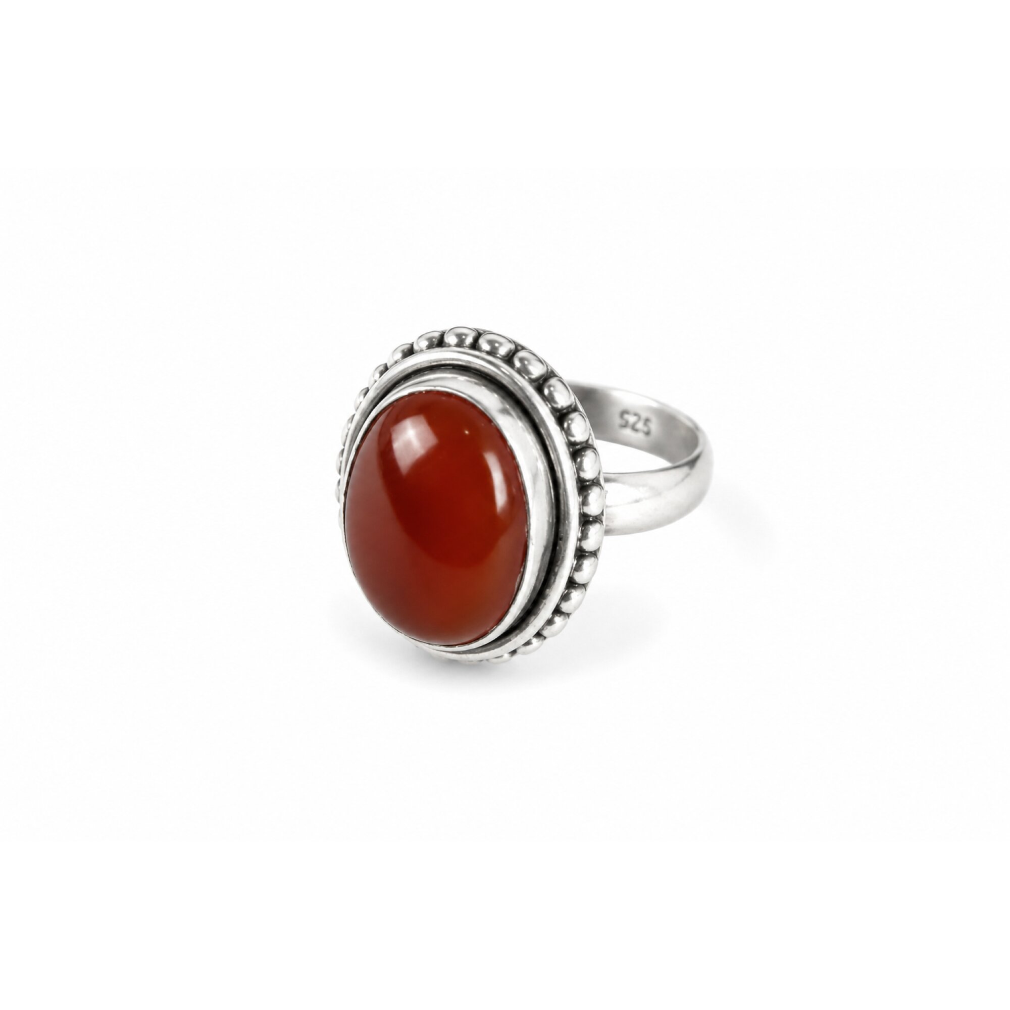 Clear orange red Carnelian oval 925 Sterling Silver Ring Size 6.50 – photo 4