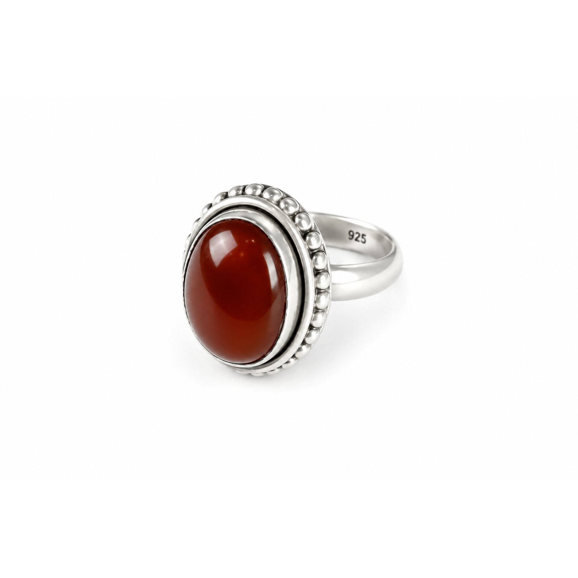 Clear orange red Carnelian oval 925 Sterling Silver Ring Size 6.50 – photo 5