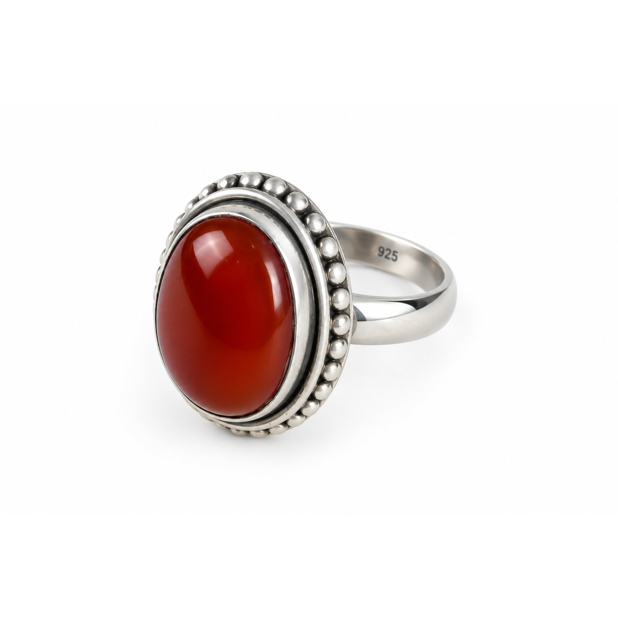 Clear orange red Carnelian oval 925 Sterling Silver Ring Size 6.50 – photo 7