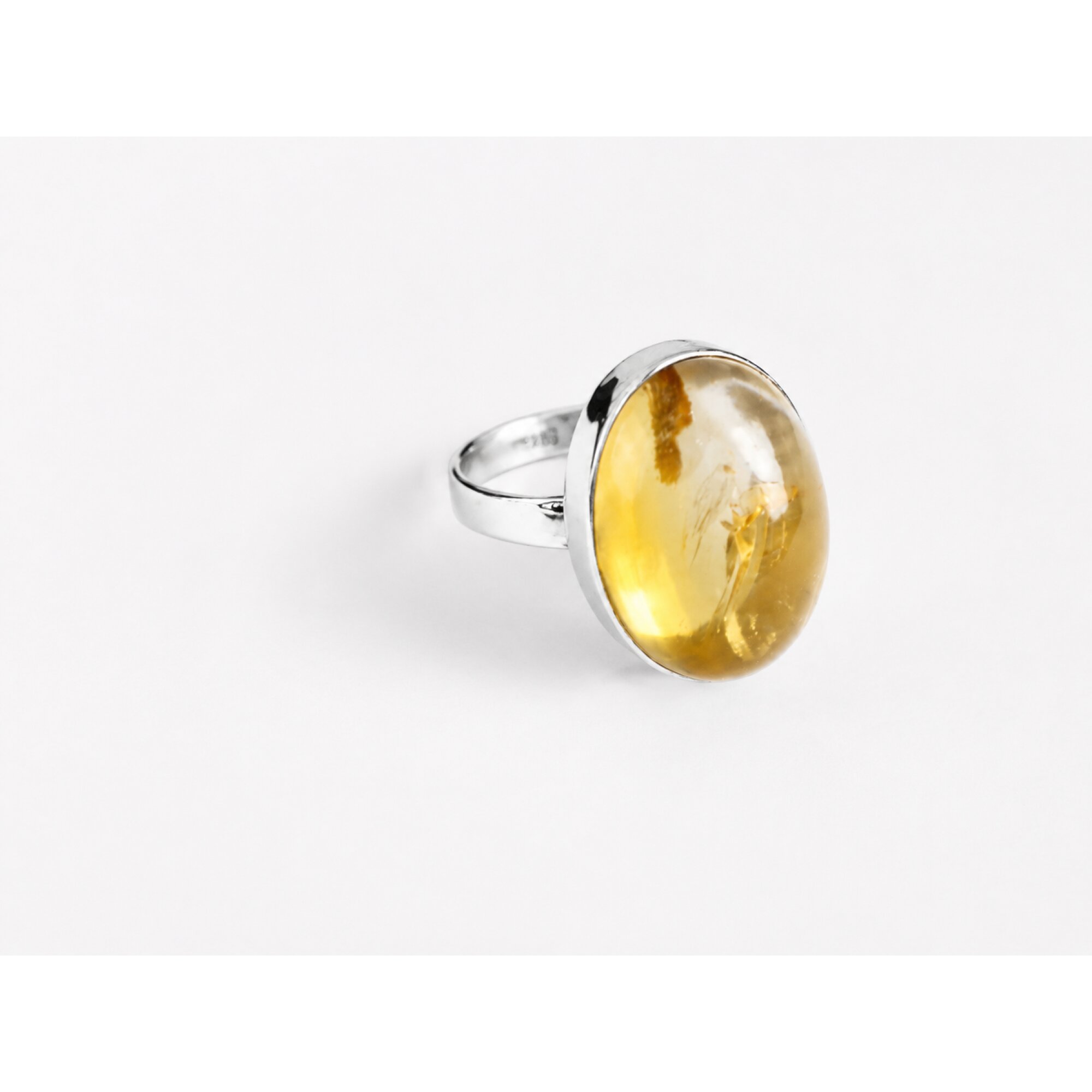 Clear golden Natural Rutilated Quartz oval 925 Sterling Silver Ring Size 6.75 – photo 7