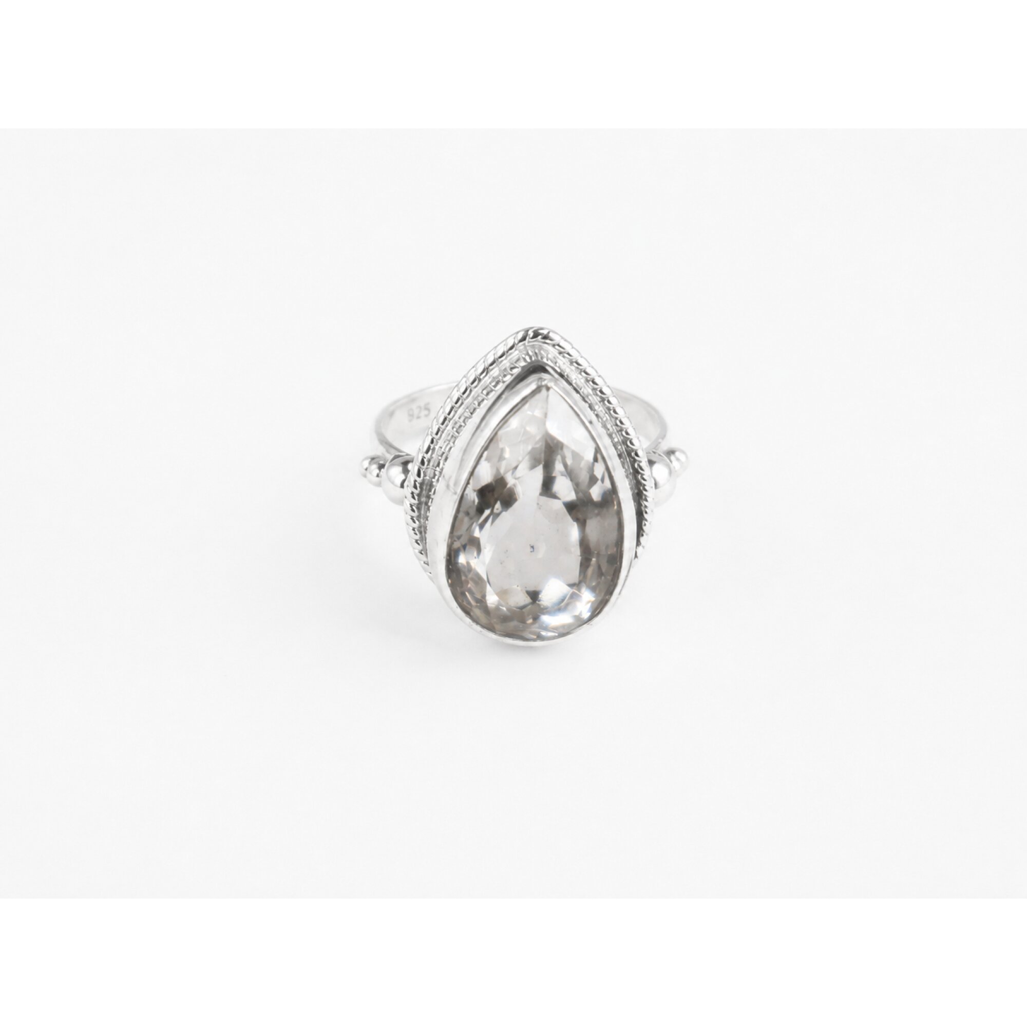 Clear white Topaz teardrop 925 Sterling Silver Ring Size 7.50 – photo 3