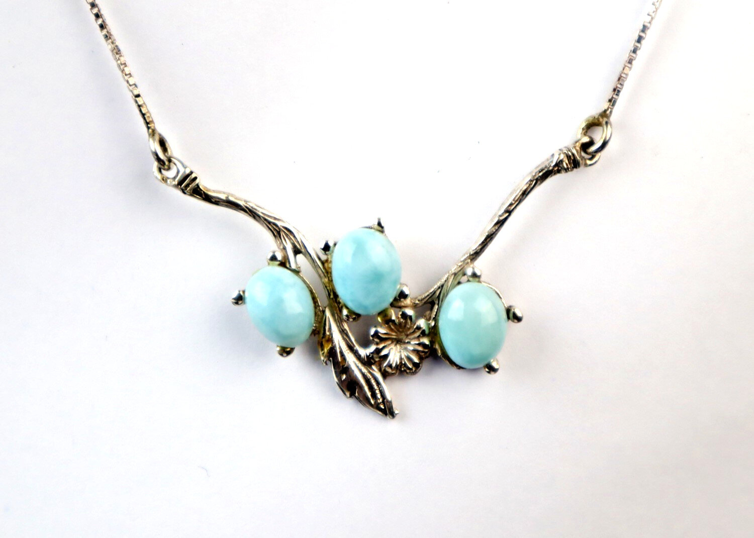 Natural Sky Blue Larimar .925 Sterling Silver Pendant Chain Necklace 20 inch – photo 5