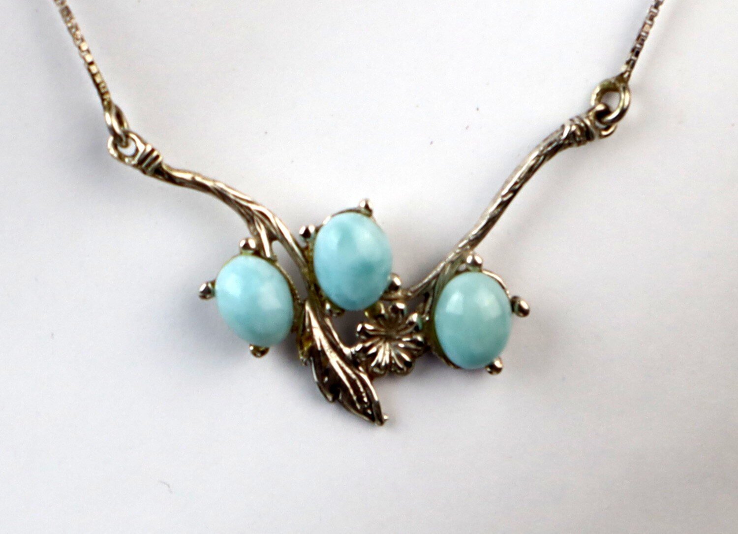 Natural Sky Blue Larimar .925 Sterling Silver Pendant Chain Necklace 20 inch – photo 8