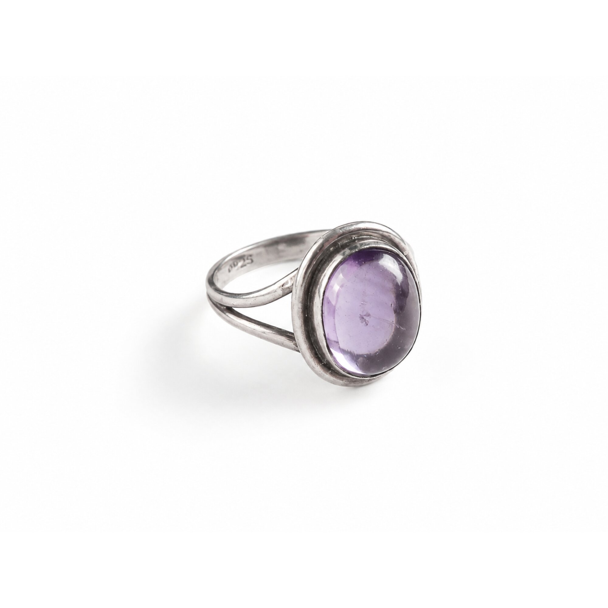 Clear purple Natural amethyst oval 925 Sterling Silver Ring Size 7.00 – photo 3