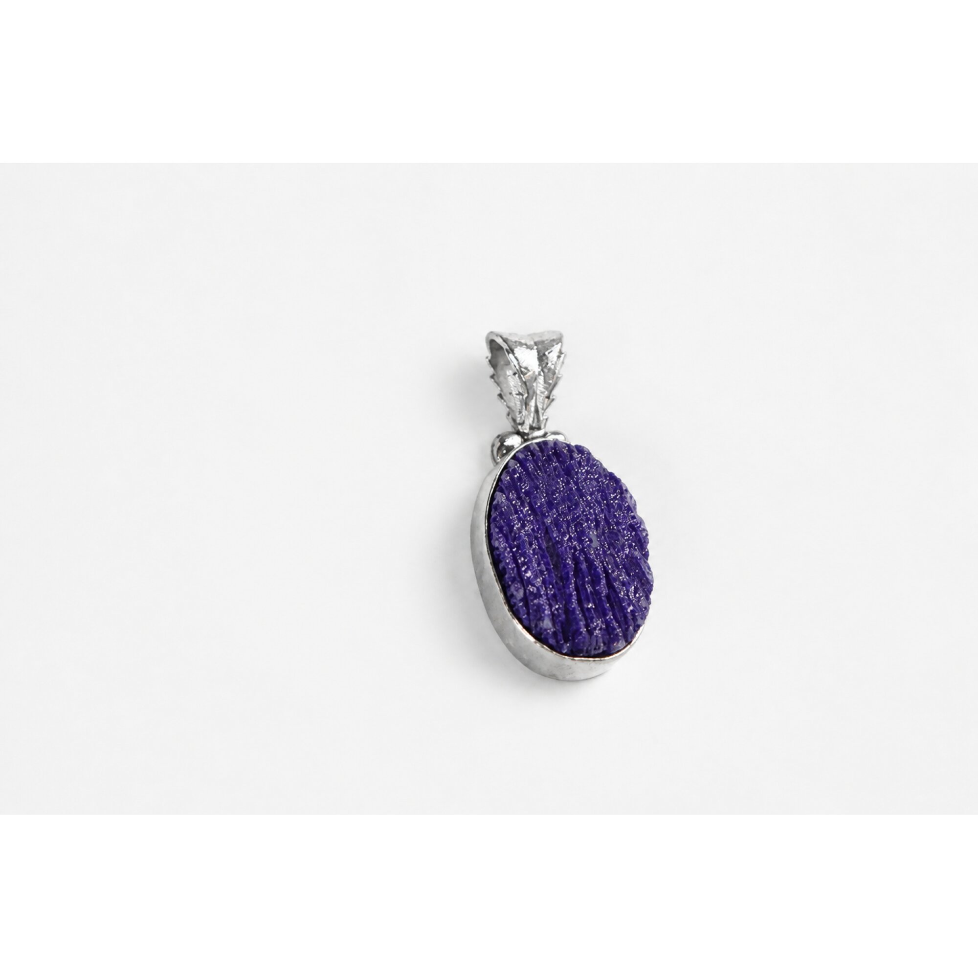 violet Purple Charoite oval 925 Sterling Silver Pendant 38 mm – photo 6
