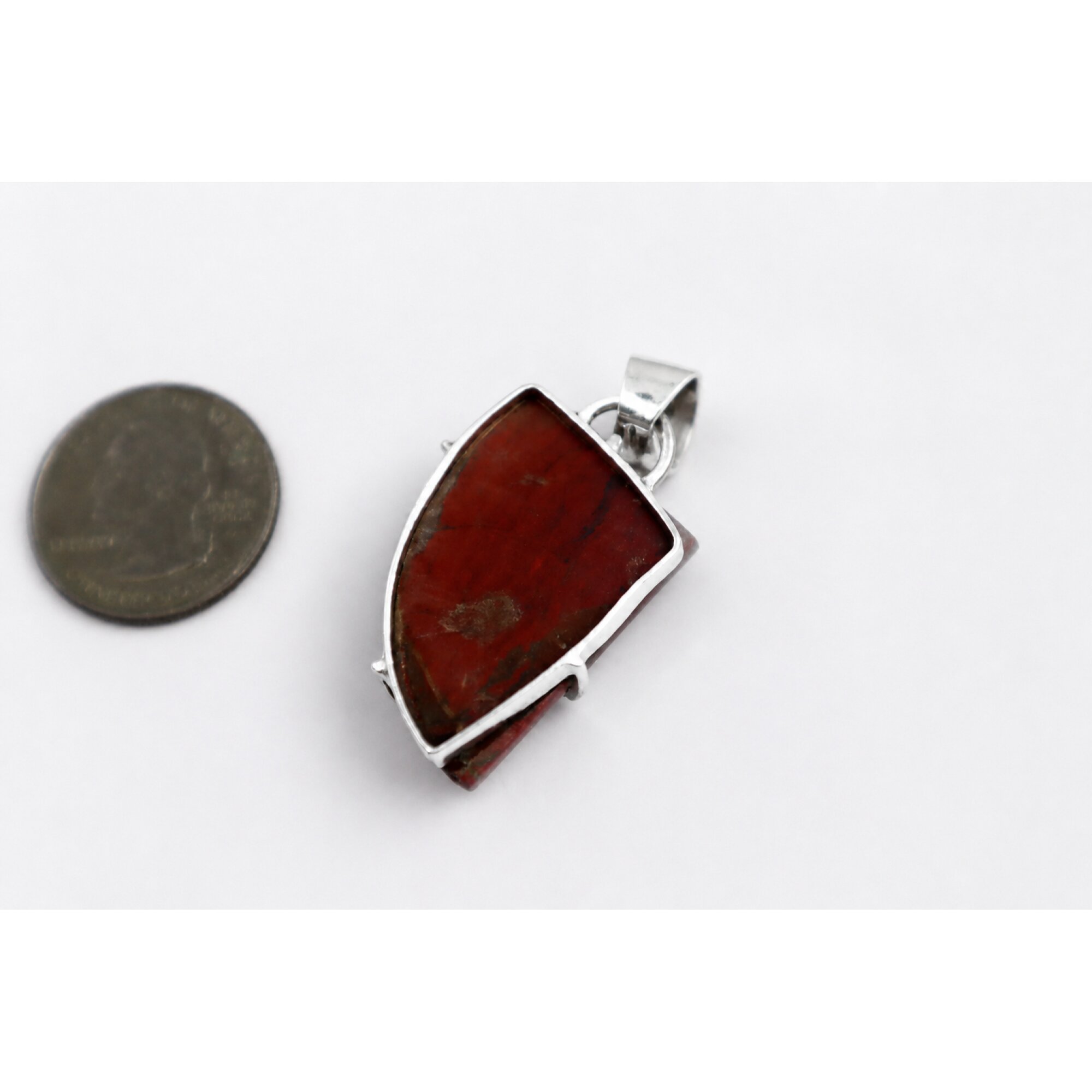 vine red Jasper 1/4 circle 925 Sterling Silver Pendant 45 mm – photo 6