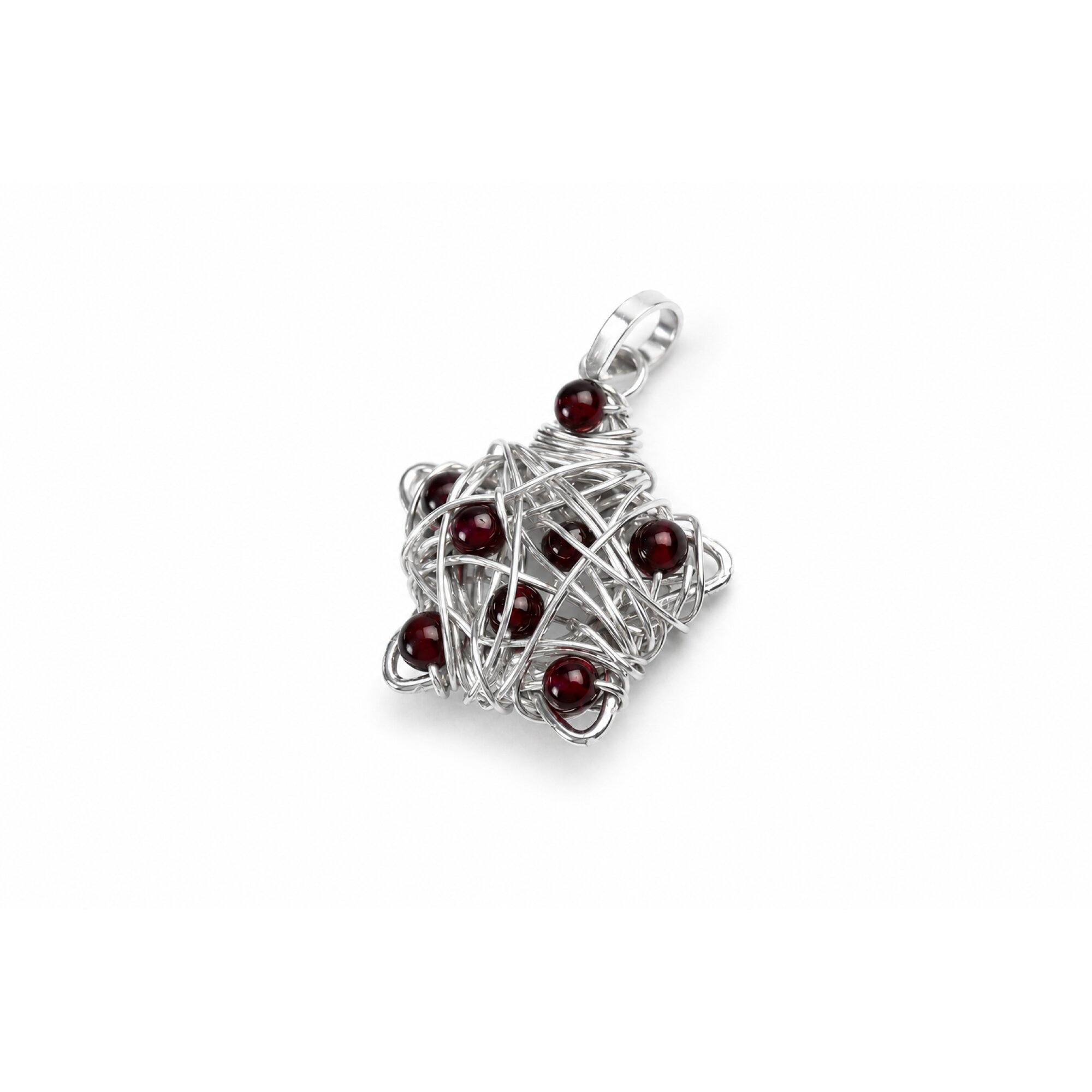 Red Garnet wired star 925 Sterling Silver Pendant 36 mm – photo 2