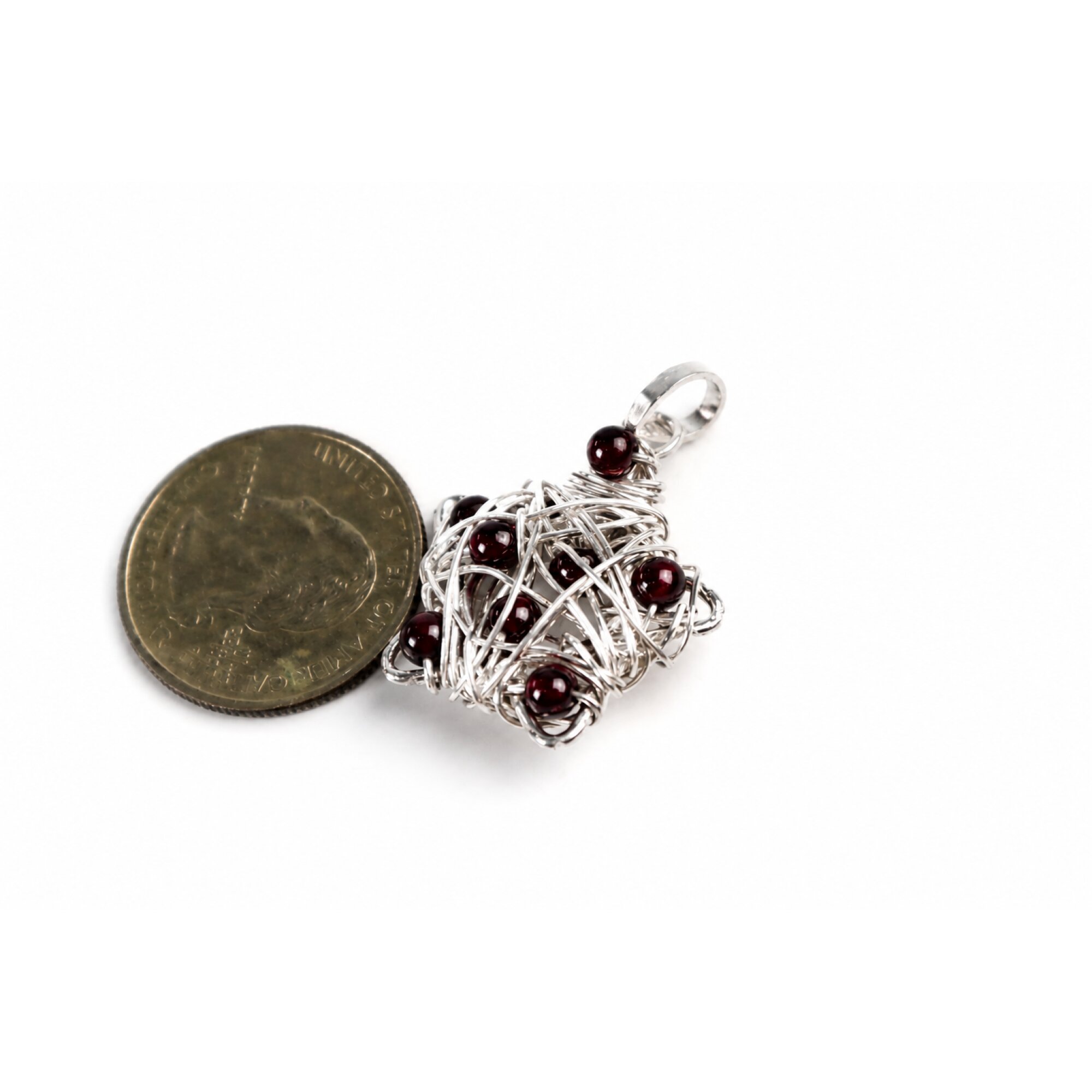 Red Garnet wired star 925 Sterling Silver Pendant 36 mm – photo 4