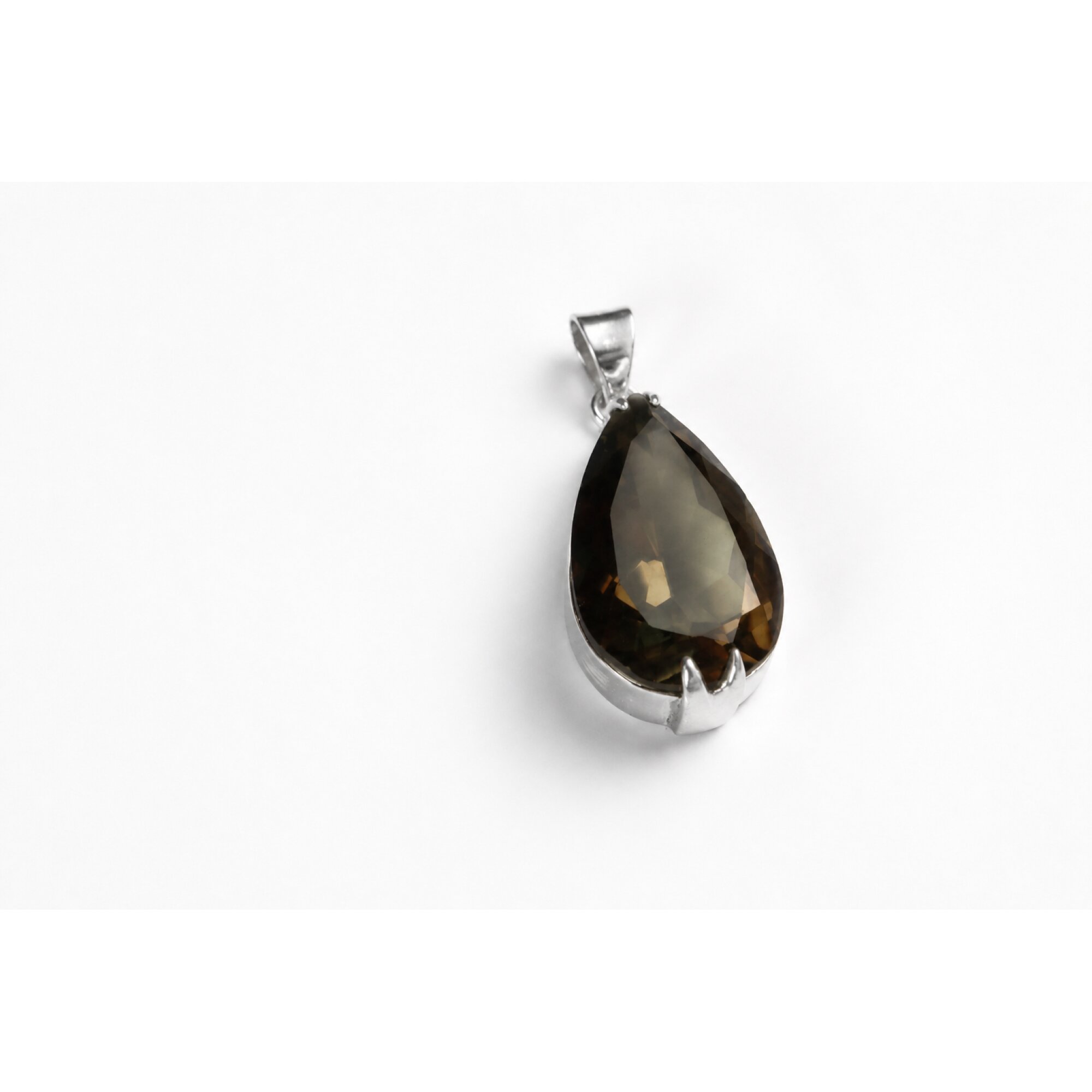 brown Natural smokey quartz teardrop 925 Sterling Silver Pendant 40 mm – photo 7