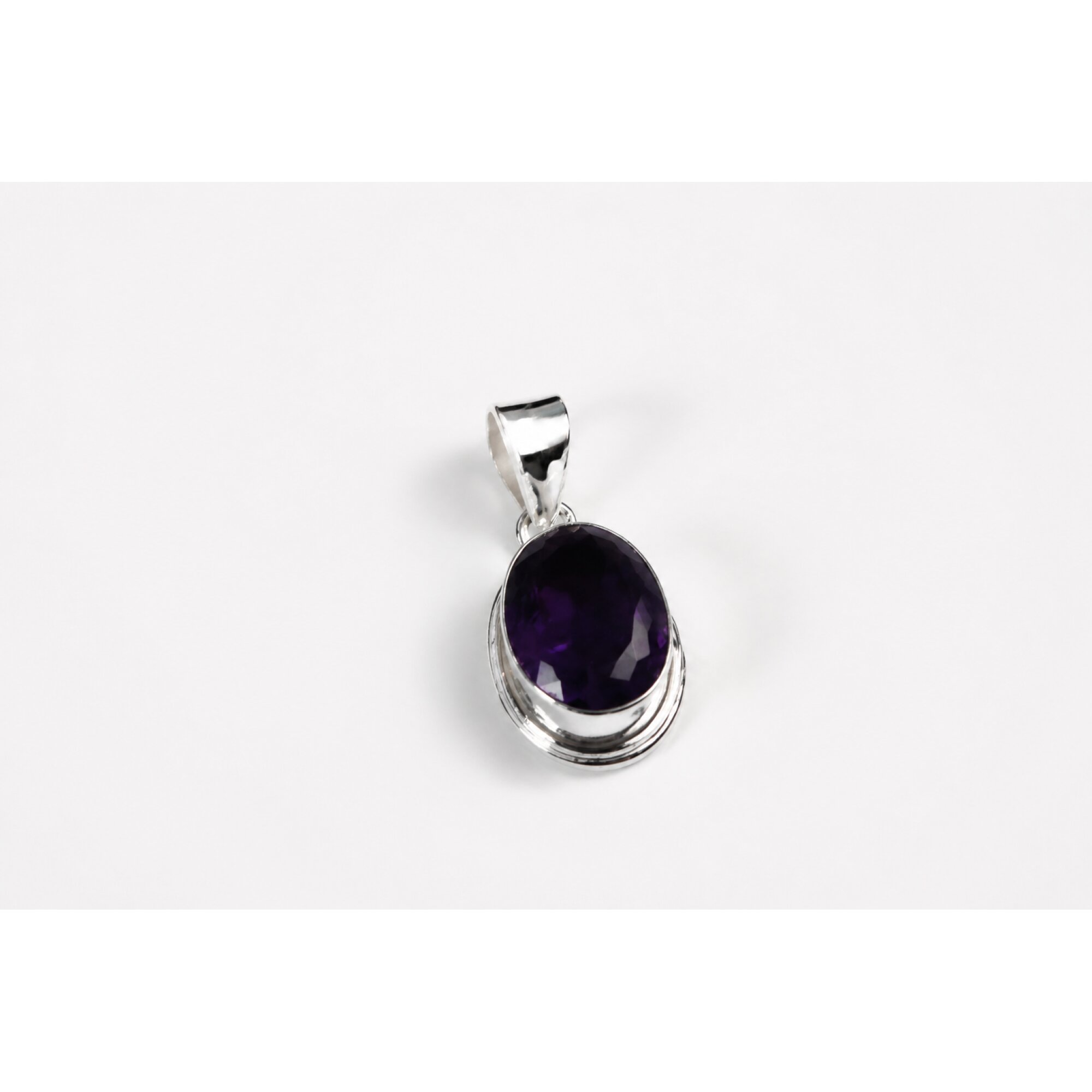 Clear purple Natural amethyst oval 925 Sterling Silver Pendant 31 mm – photo 2