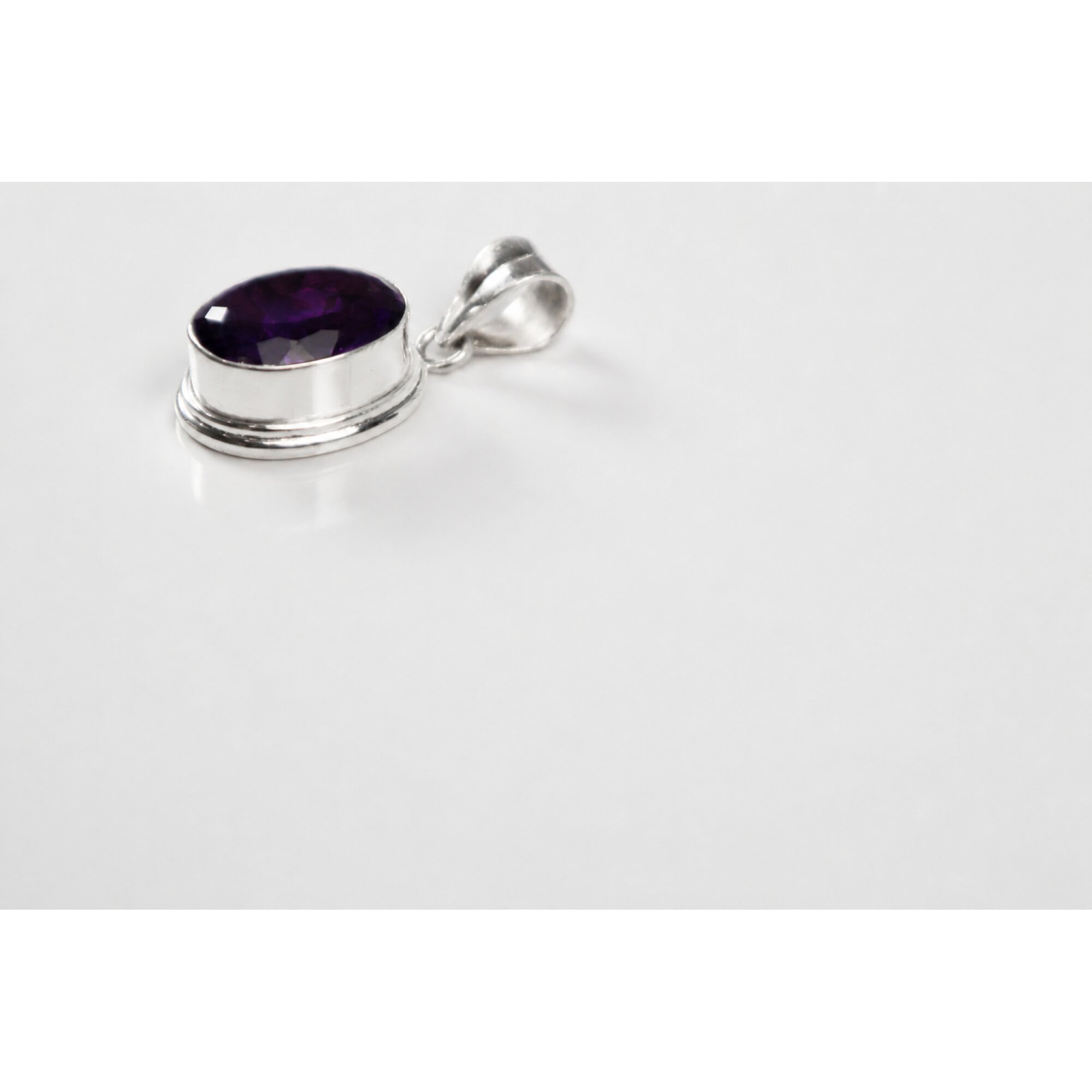 Clear purple Natural amethyst oval 925 Sterling Silver Pendant 31 mm – photo 6