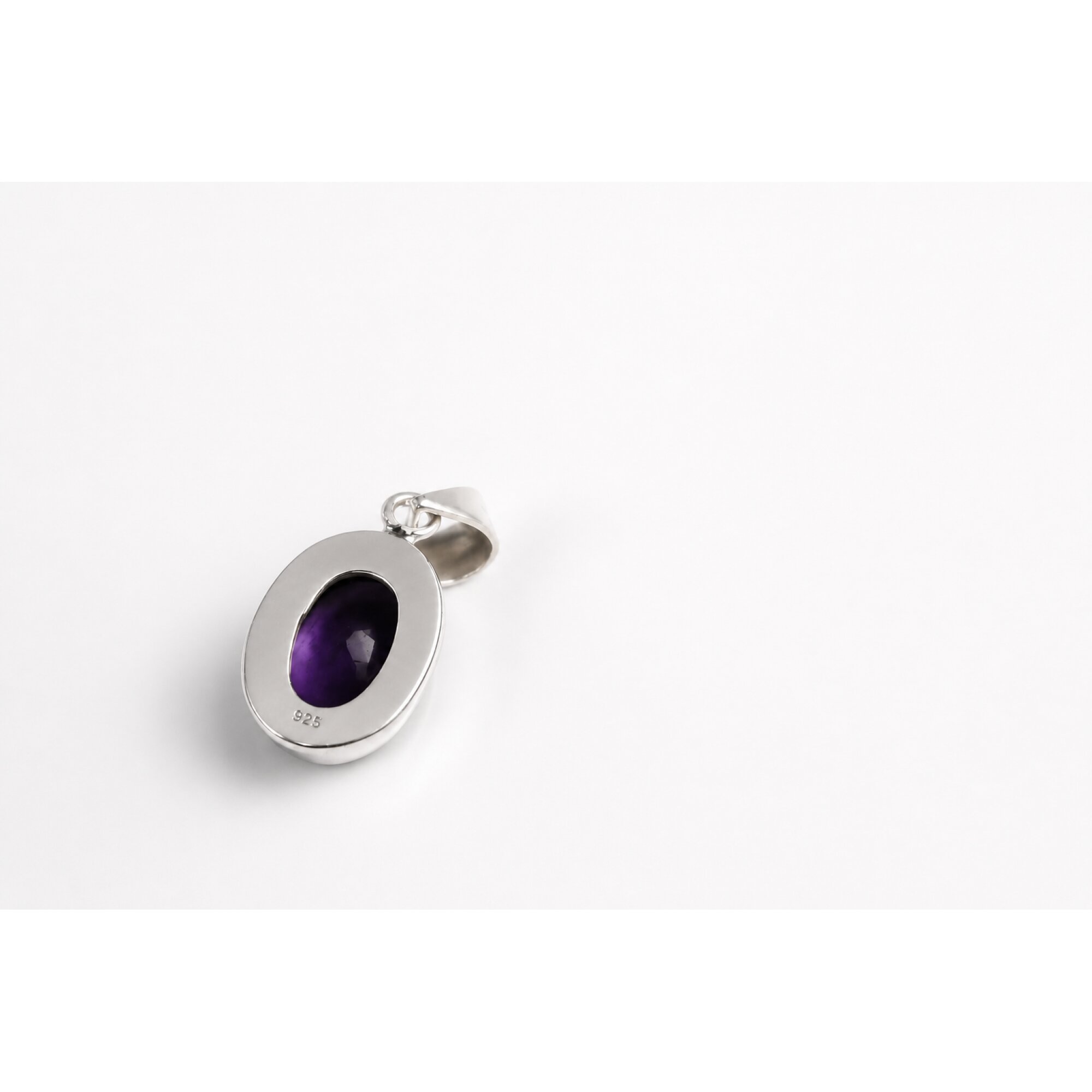 Clear purple Natural amethyst oval 925 Sterling Silver Pendant 31 mm – photo 9