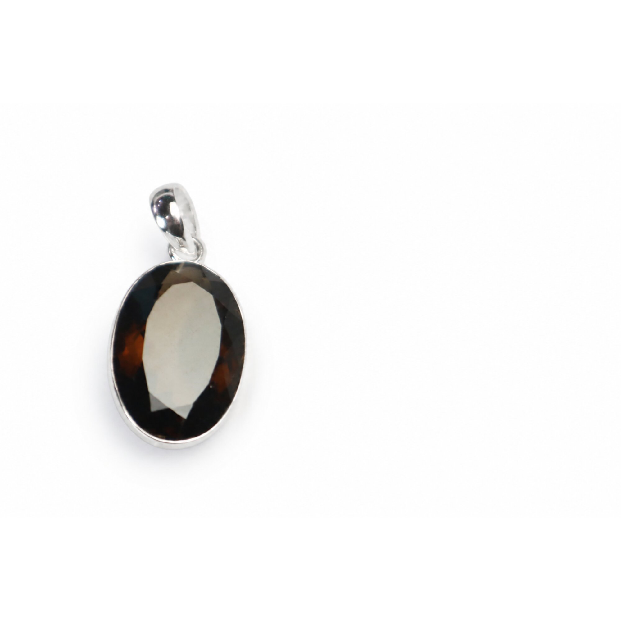 Clear purple Natural smokey quartz oval 925 Sterling Silver Pendant 43 mm – photo 2