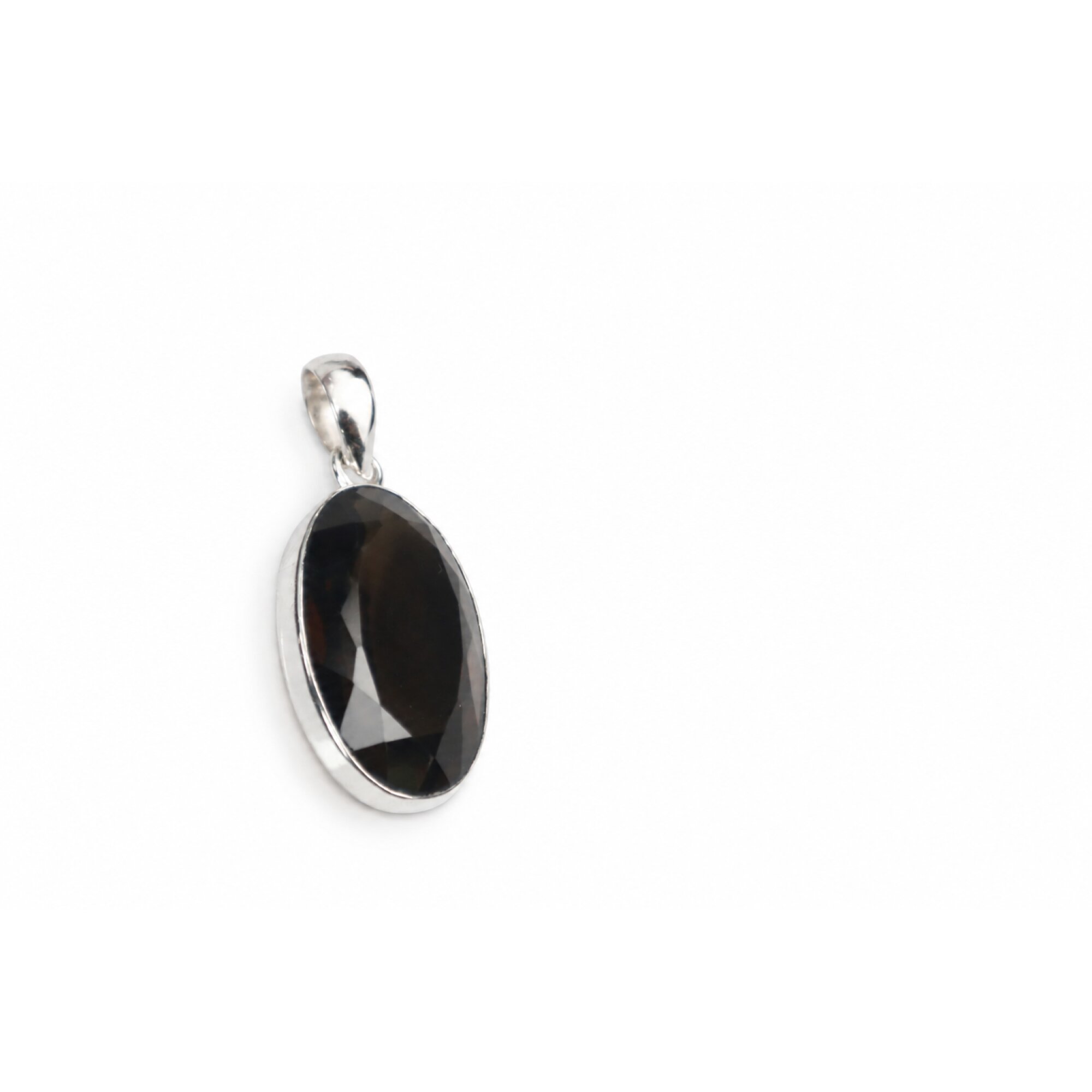 Clear purple Natural smokey quartz oval 925 Sterling Silver Pendant 43 mm – photo 3