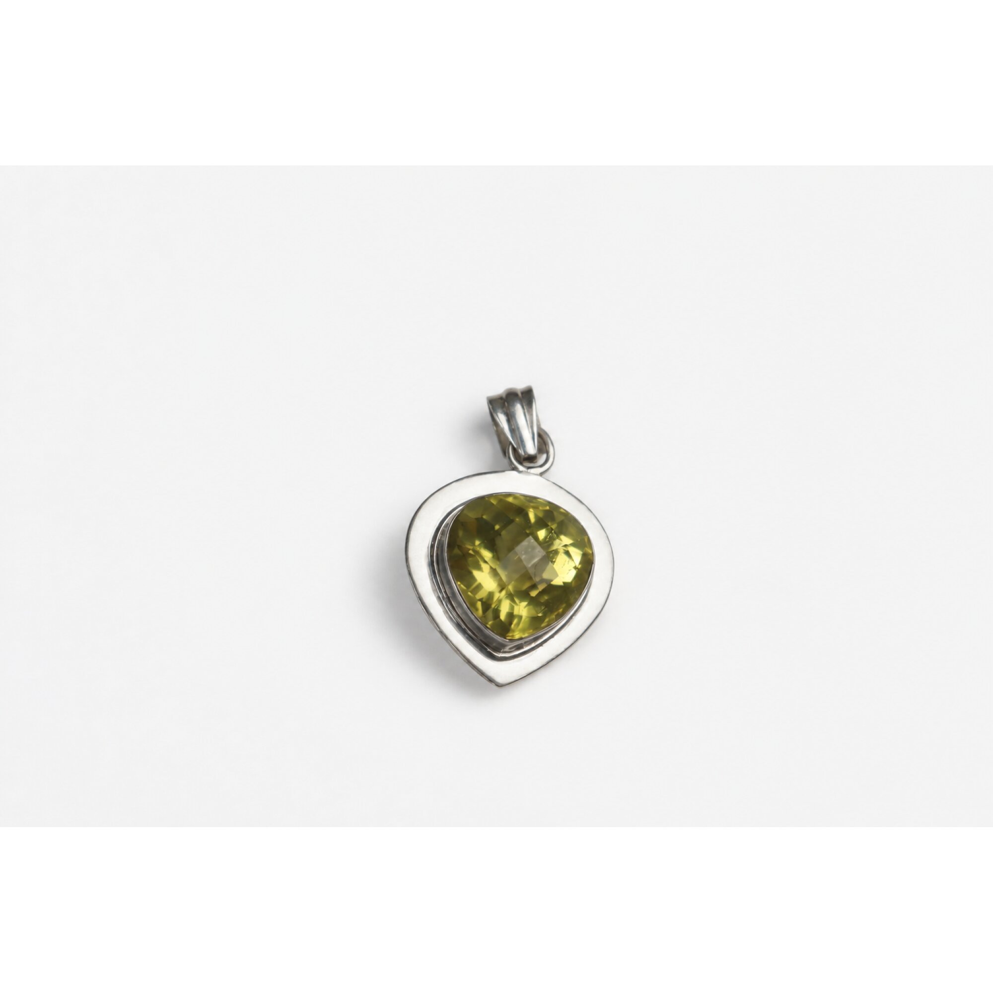 Clear yellow Natural citrine heart 925 Sterling Silver Pendant 41 mm – photo 6