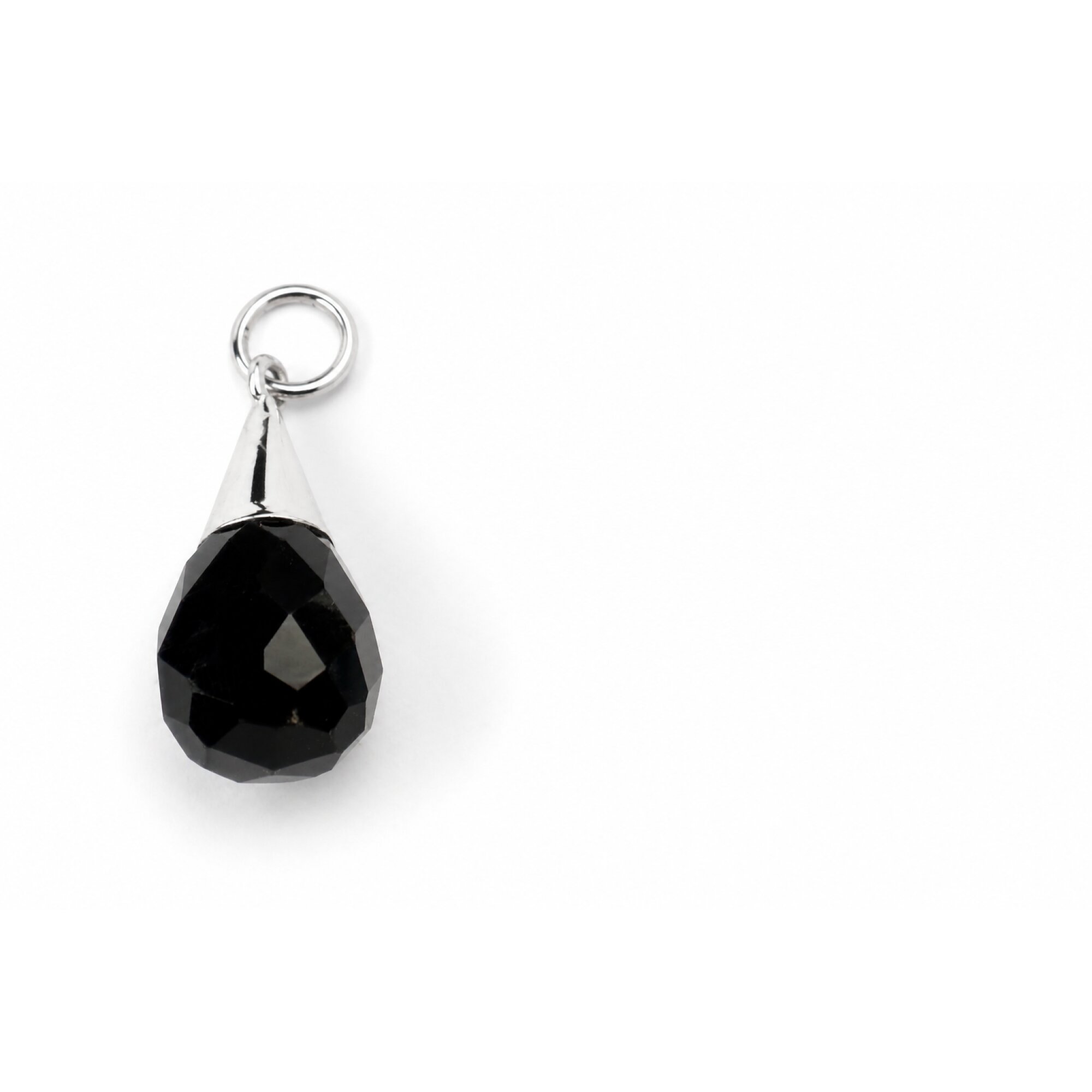 Clear black onyx pear 925 Sterling Silver Pendant 43 mm – photo 2