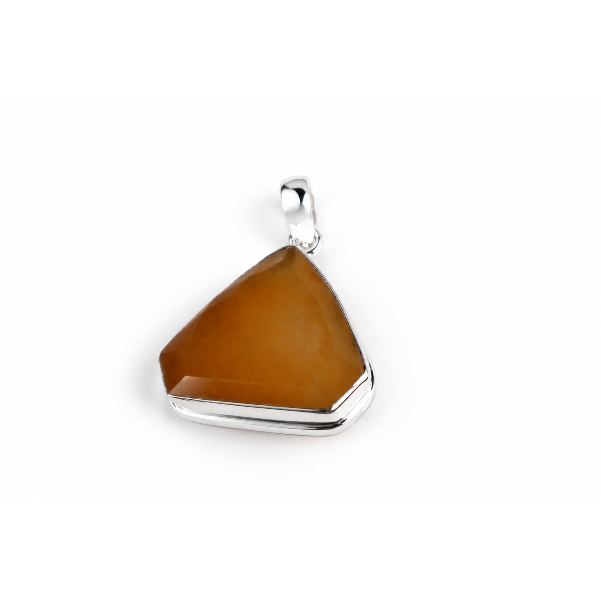 Clear orange red Carnelian Freeform Trapezoid 925 Sterling Silver Pendant 45 mm – photo 6