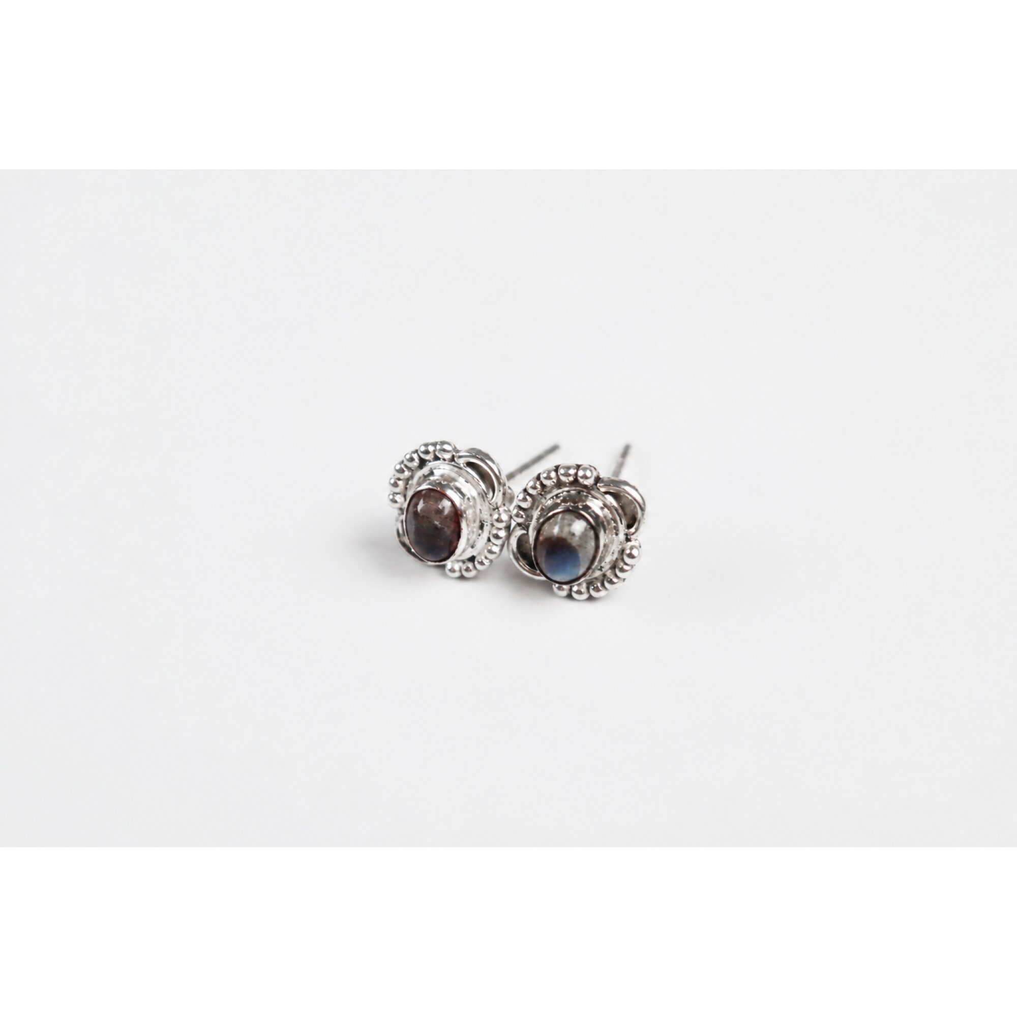 green blue Labradorite oval 925 Sterling Silver Earrings 13 mm – photo 4