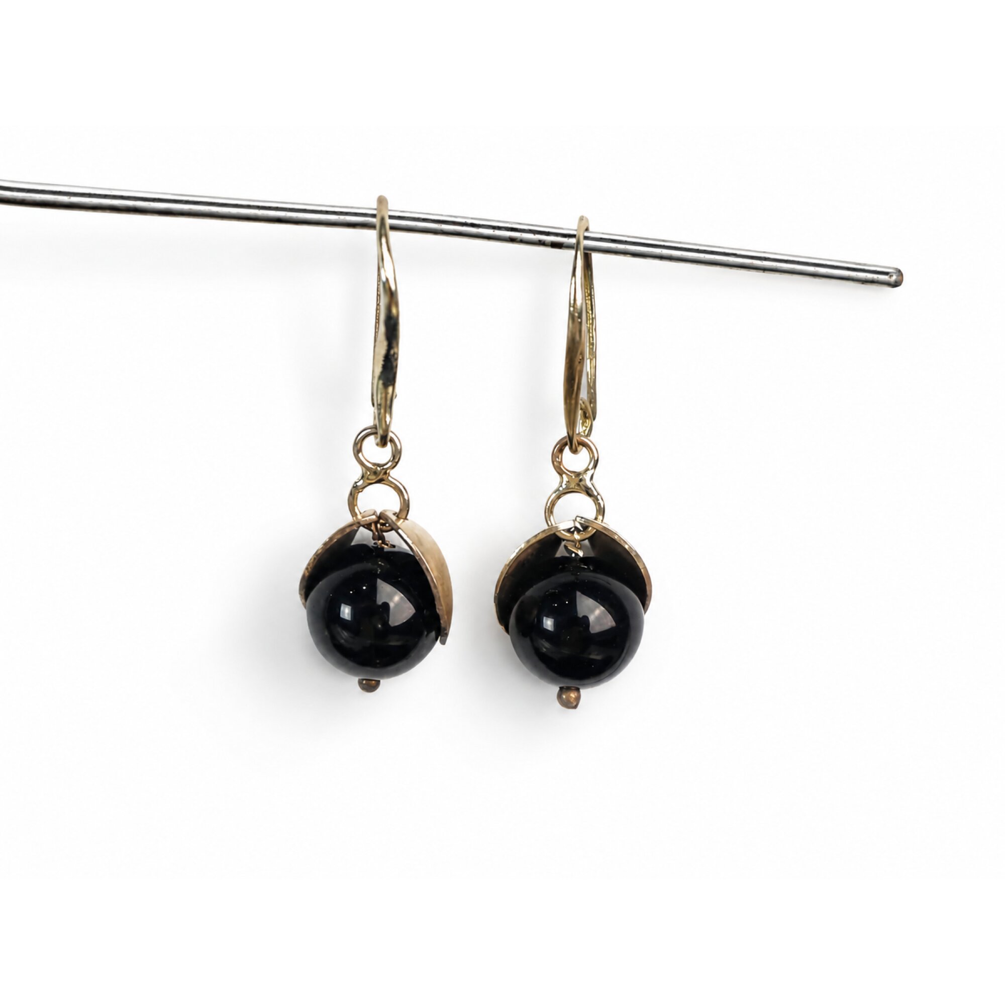 black onyx sphere 925 Sterling Silver Earrings 36 mm – photo 4