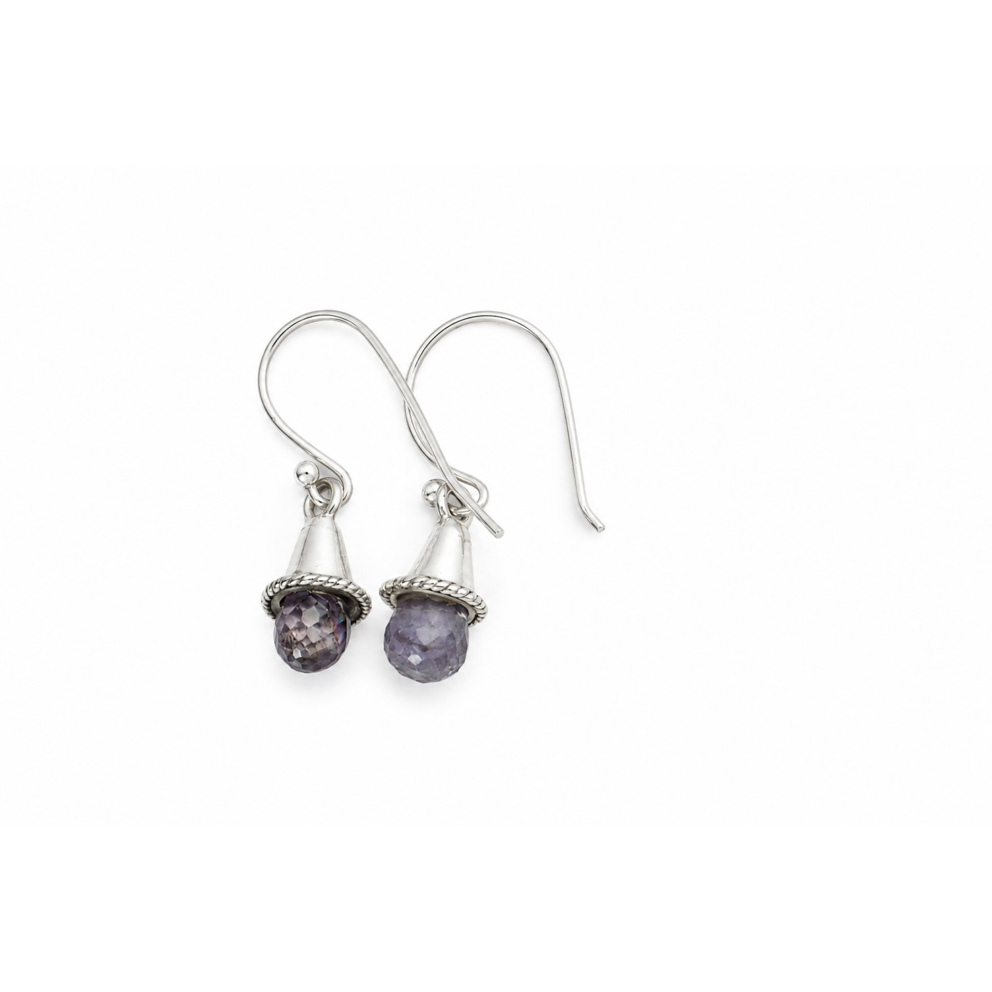 Clear blue purple Iolite pear 925 Sterling Silver Earrings 29 mm – photo 5