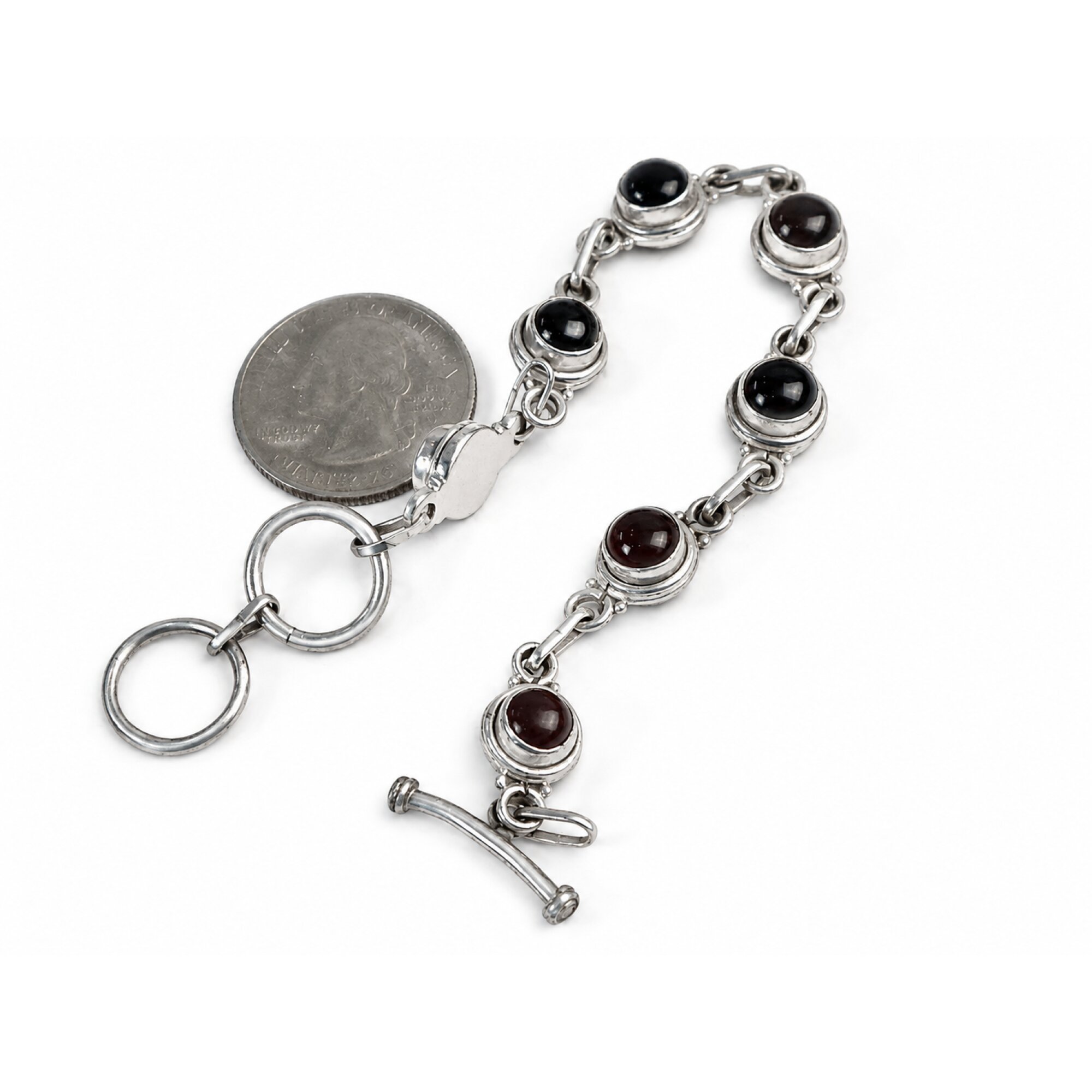 Clear red garnet round 925 Sterling Silver Bracelet 175 mm – photo 3