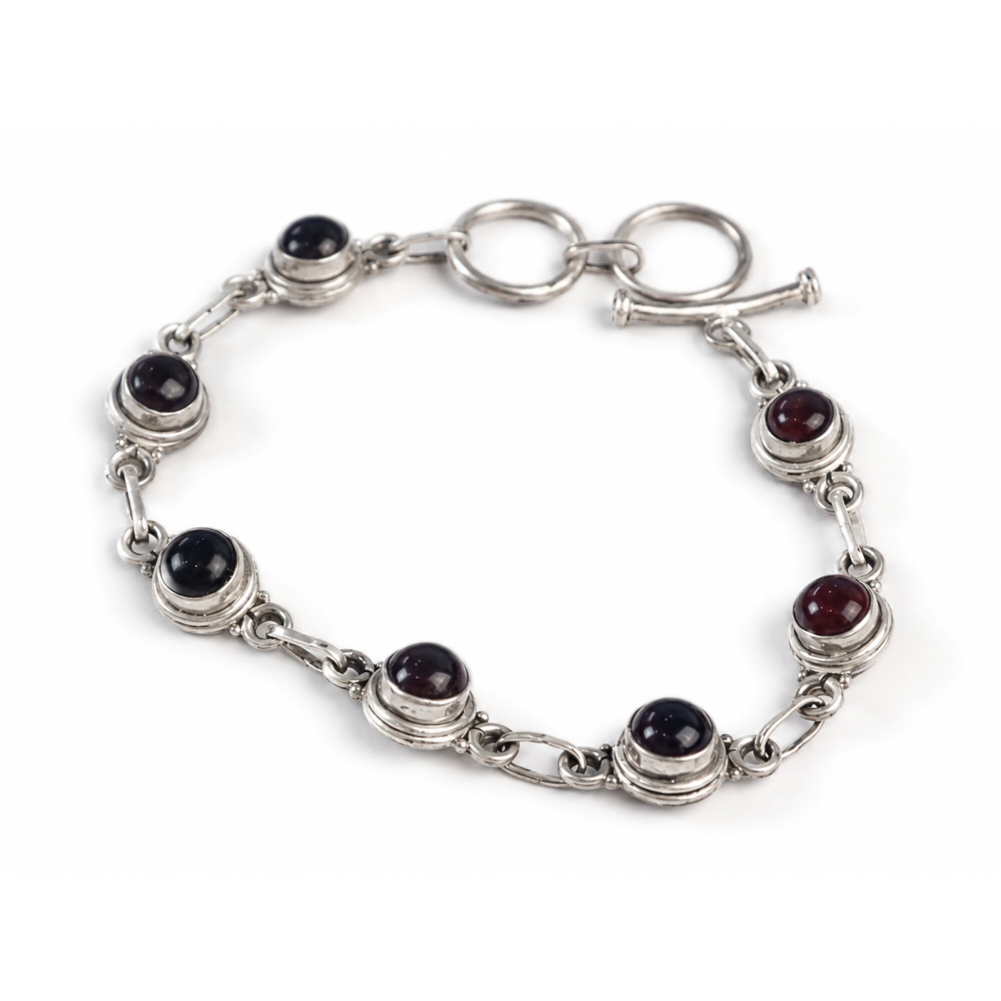 Clear red garnet round 925 Sterling Silver Bracelet 175 mm – photo 6