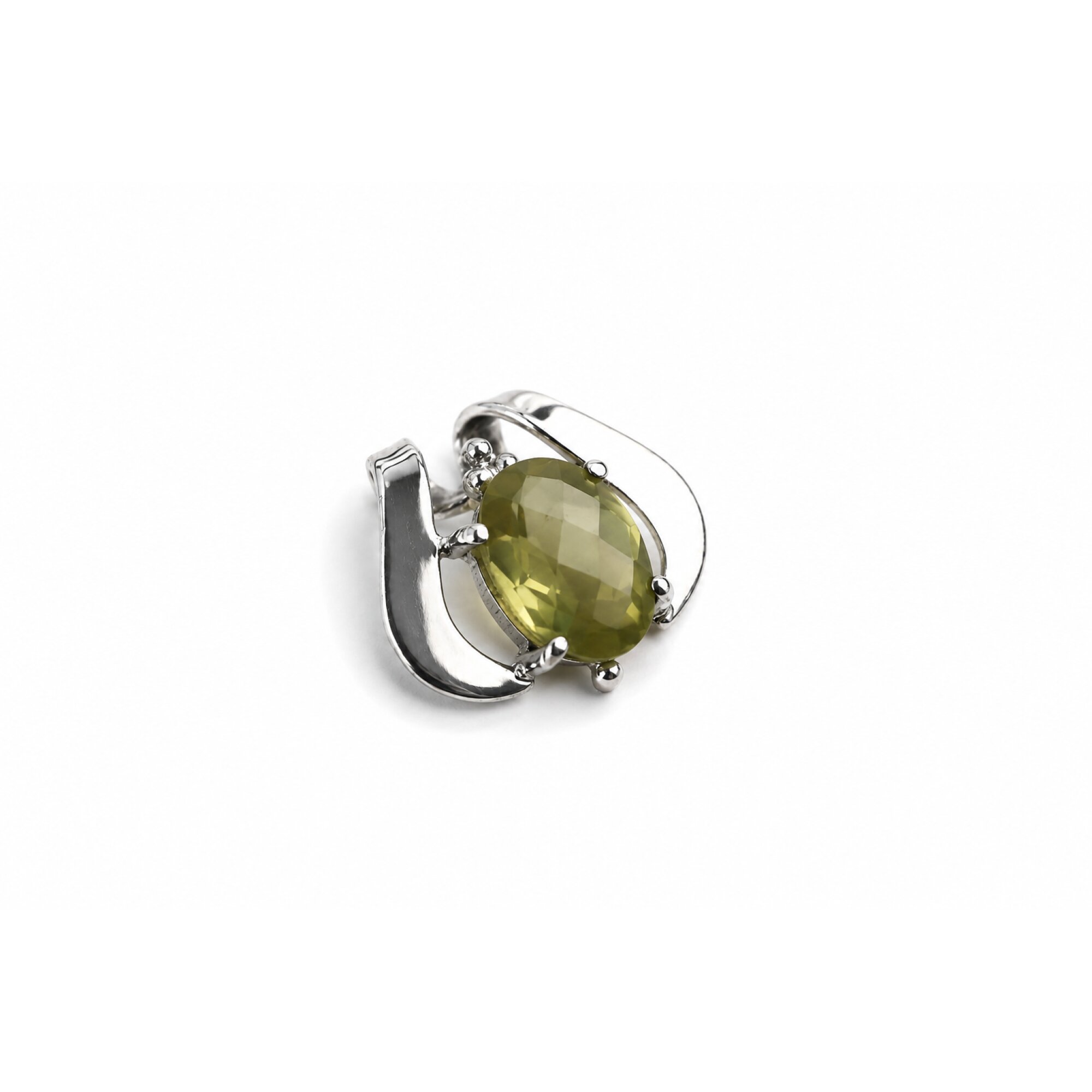 Clear yellow Natural Lemon Quartz oval 925 Sterling Silver Pendant 25 mm – photo 6