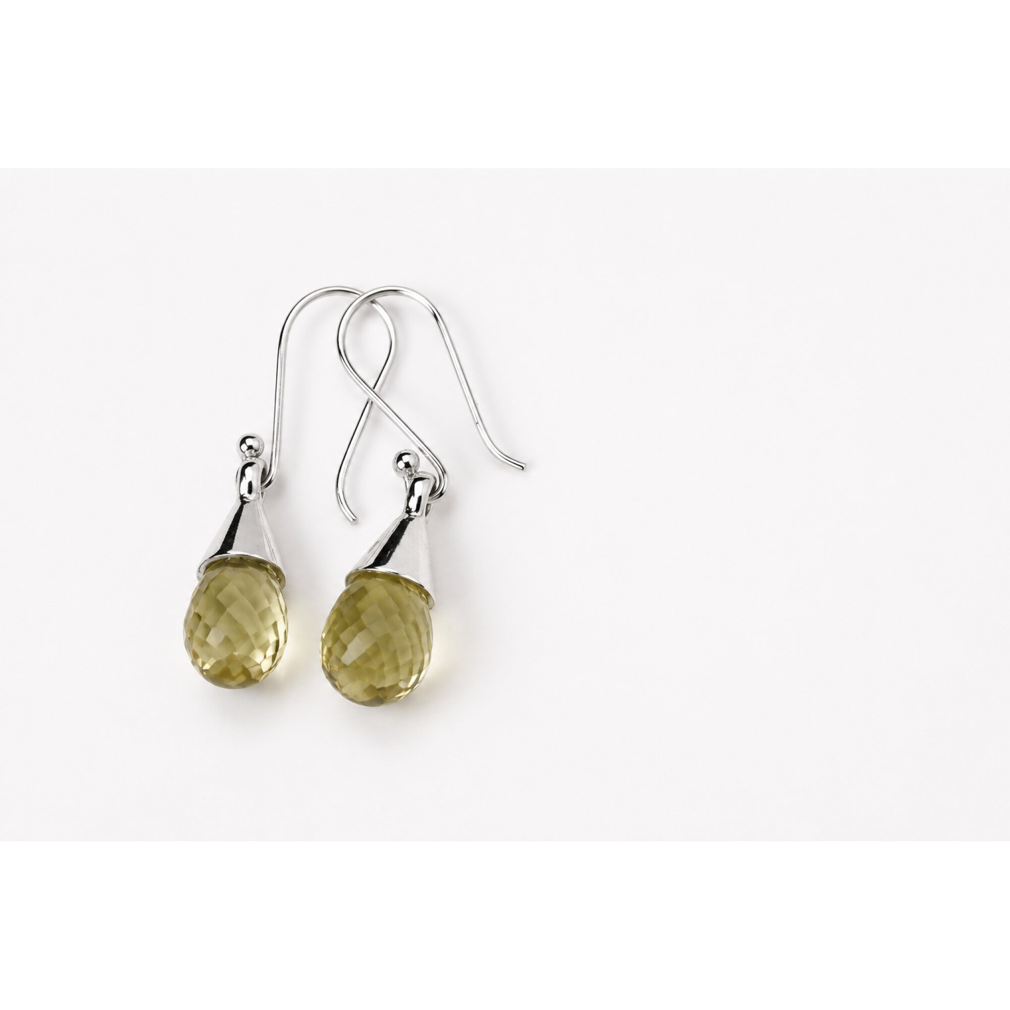 Clear yellow Natural Lemon Quartz pear 925 Sterling Silver Earrings 12 mm – photo 2