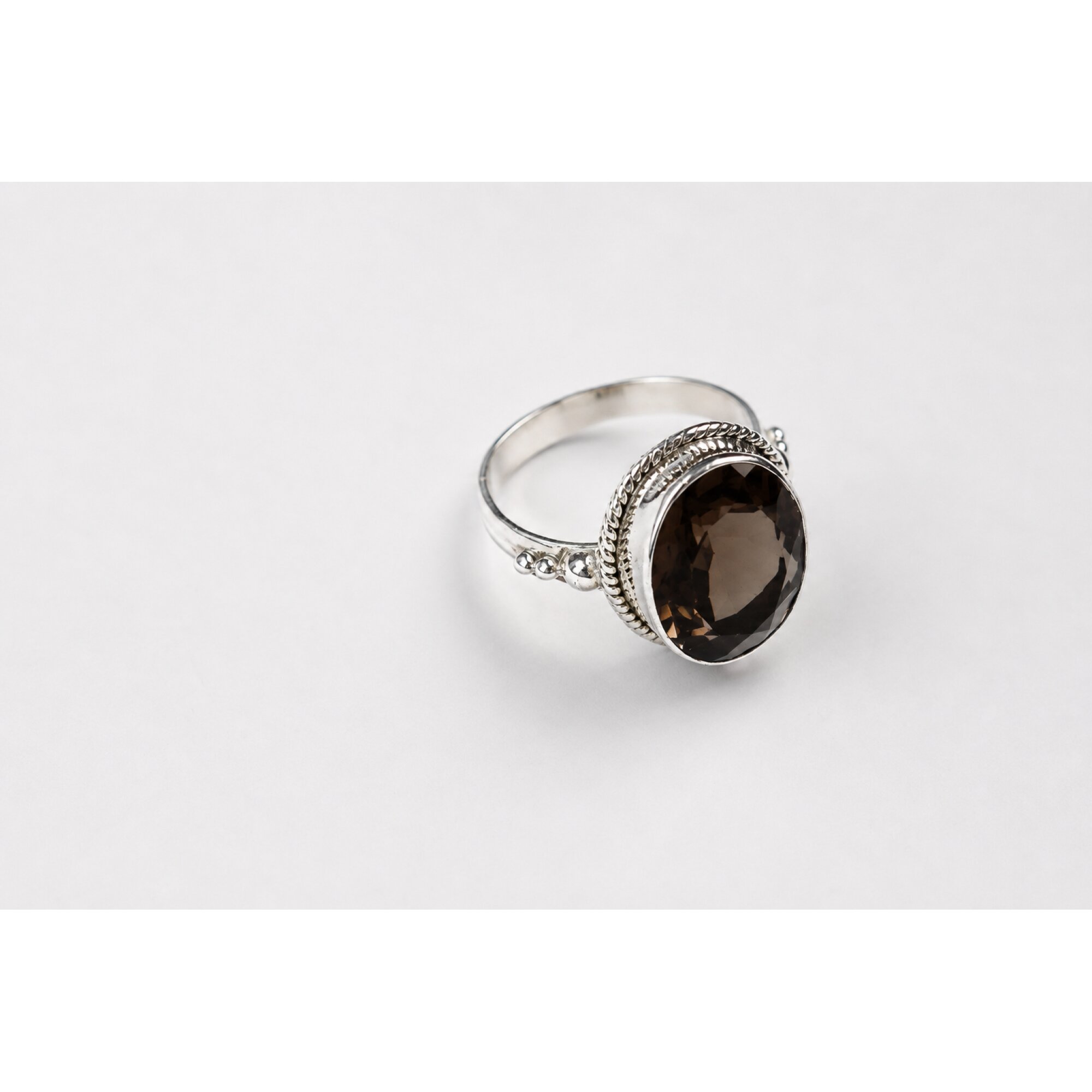 Clear brown Natural Smoky Quartz oval 925 Sterling Silver Ring Size 8.25 – photo 4